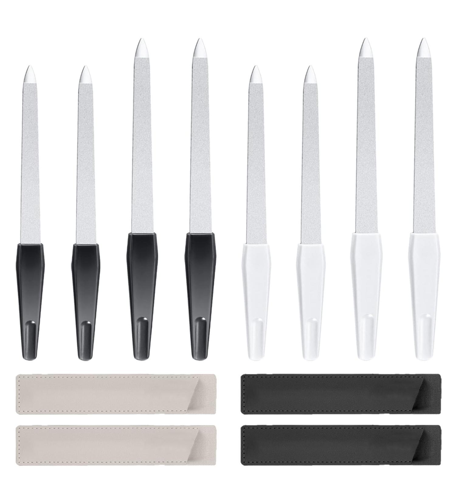 Professional 8-Piece Metal Nail File Set with Leather Covers - Coarse and Fine Double-Sided Tools for Manicure and Pedicure - Ideal for Thick Natural Nails - 15 PCS - Buy Online on GoSupps.com