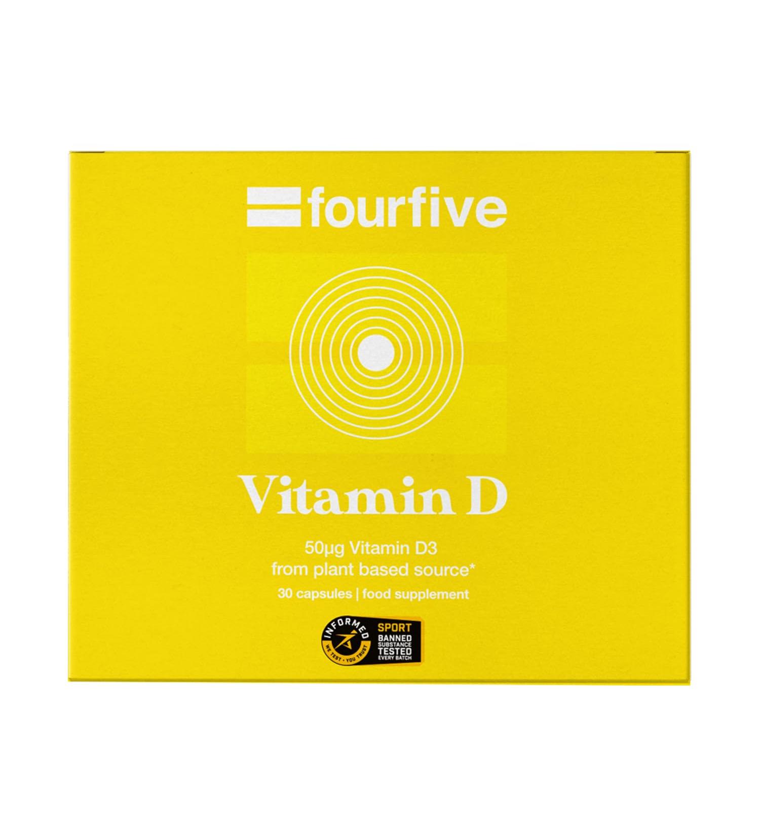 fourfive Vitamin D3 2000iu 30 Soft Gel Capsules - 1 Month Supply Sunshine Supplement Vegetarian and Vegan Friendly Made in The UK - Designed by Athletes & Tested by Informed Sport - Buy Online on GoSupps.com