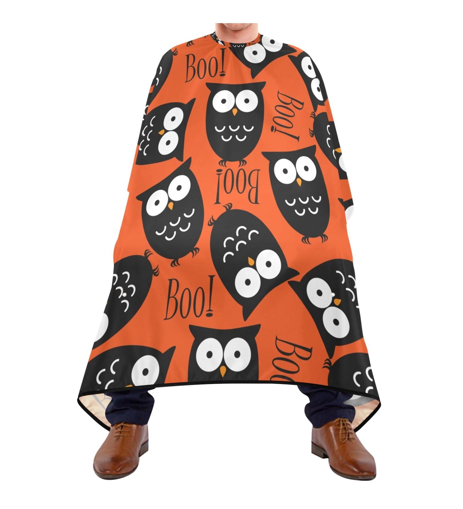 Waterproof Barber Cape - Owl Orange & Cheetah Haircut Bib for Men & Women | Unisex Hair Cutting Cape - Buy Online on GoSupps.com