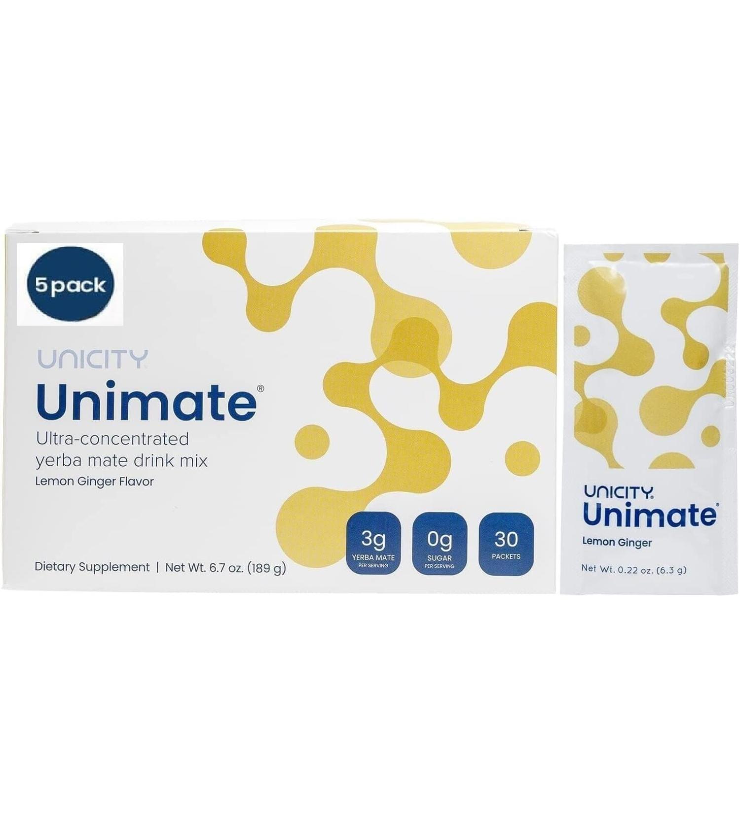 Unimate Natural Lemon Yerba Mate Drink 5 Pack 30 Servings