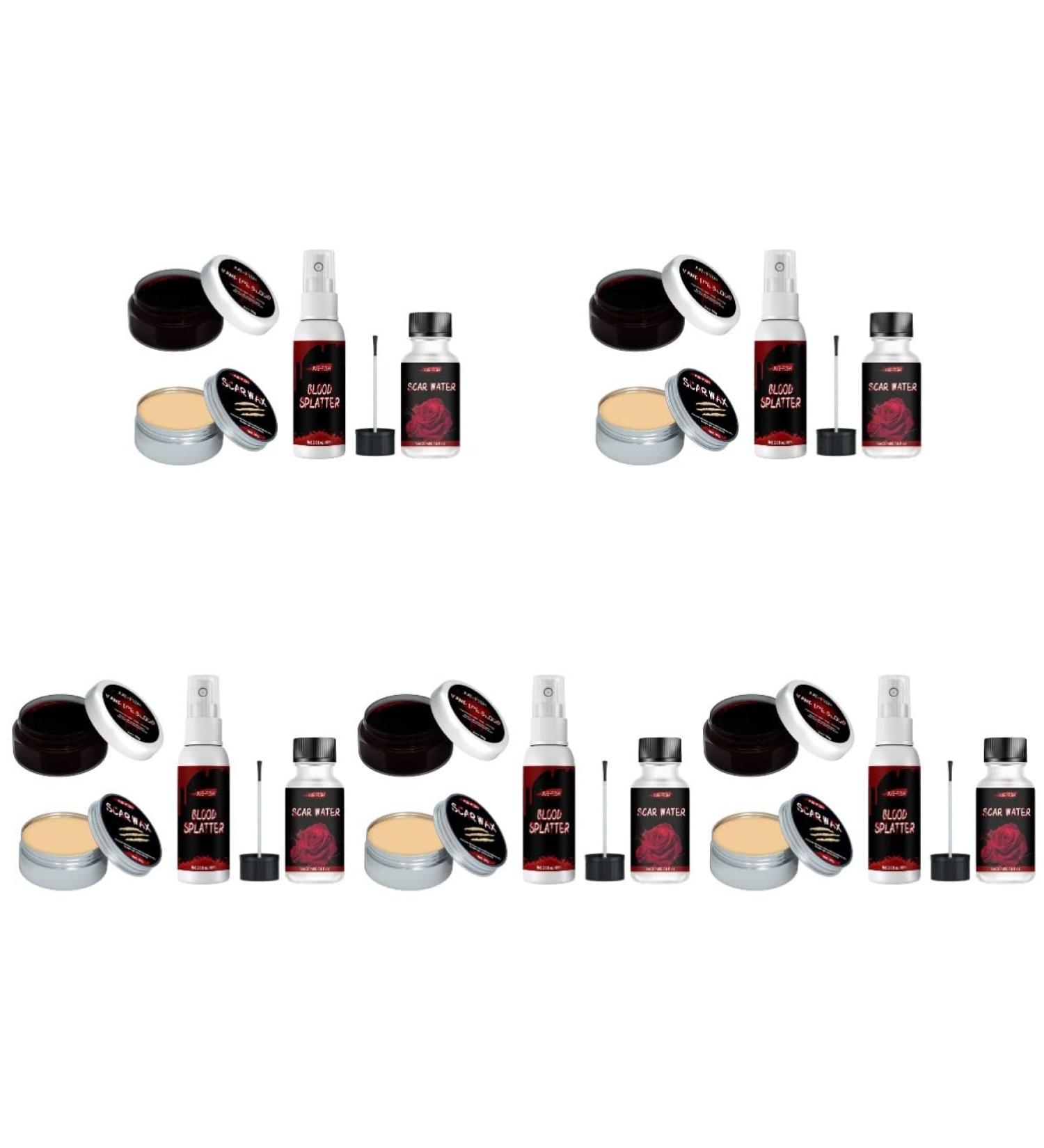 Lurrose 5-Pack Special Effects Makeup Kit - Fake Blood, Scar Wax, Vampire Makeup - Assorted Colors - 11.6X3.4cmx5pcs - Buy Online on GoSupps.com