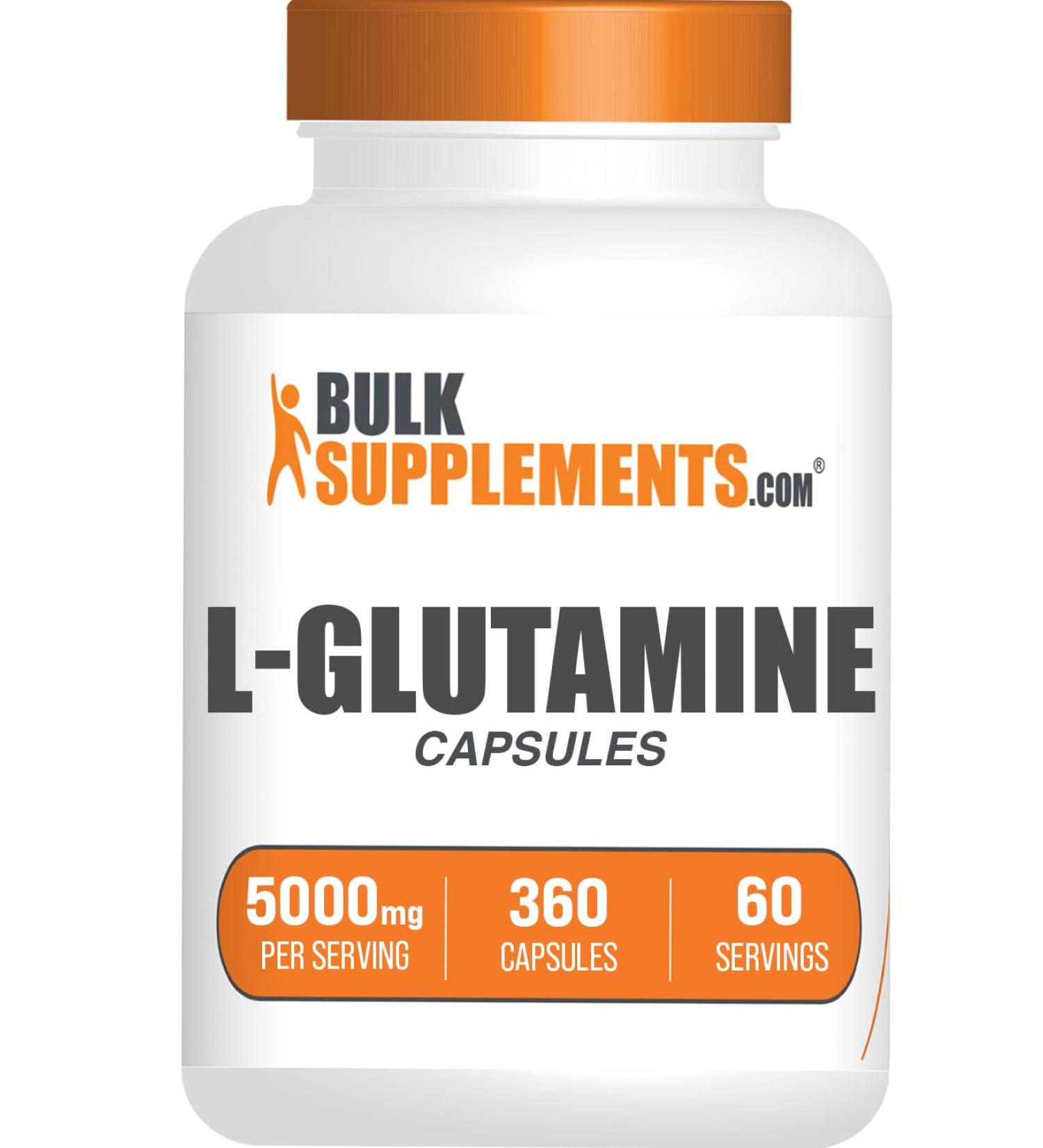 L-Glutamine Capsules - 5000mg Glutamine Supplement for Gut Health | BulkSupplements.com | Gluten Free | 340 Capsules (Pack of 1 - Buy Online on GoSupps.com