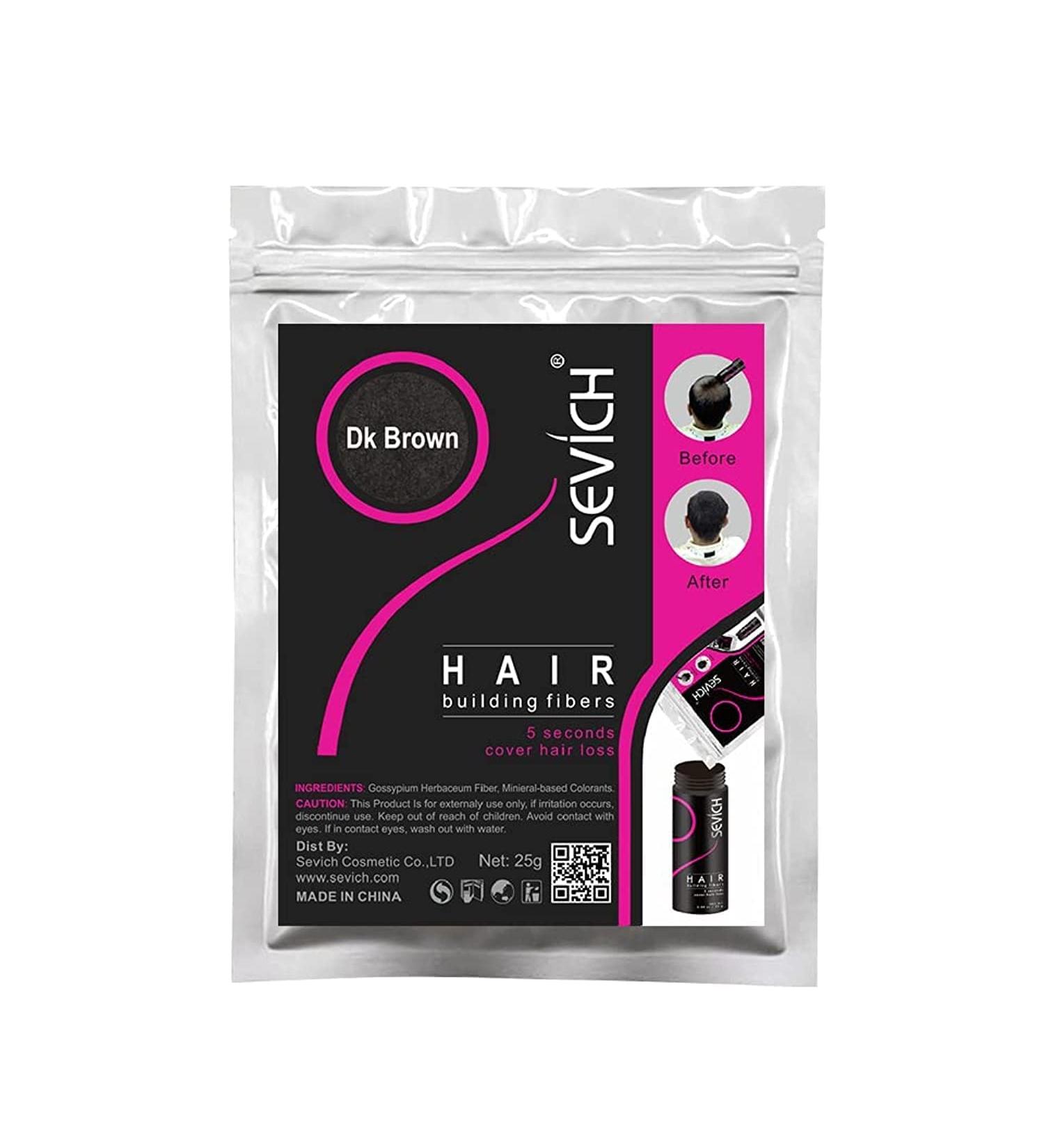 Spread hair refill bags for hair compression - bulk hair to hide the hair of hair immediately - hair powder 100% natural cotton for men and women (dark brown 100g) refill bags dark brown 100g
