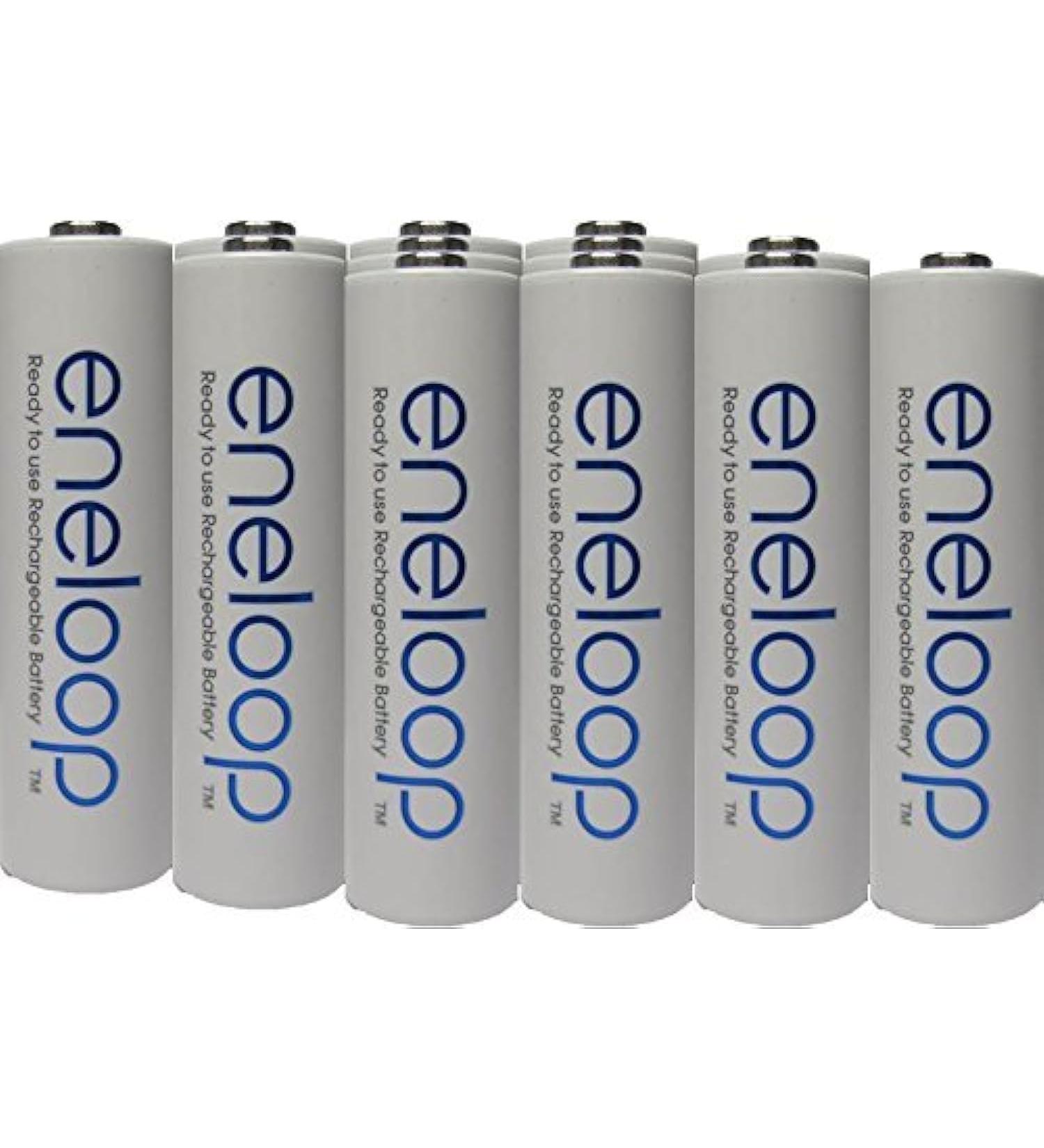 Eneloop Newest Version Panasonic 4rd Generation 12 Pack AA NiMH Pre-Charged Rechargeable Batteries -Free Battery Holder- Rechargeable 2100 Times