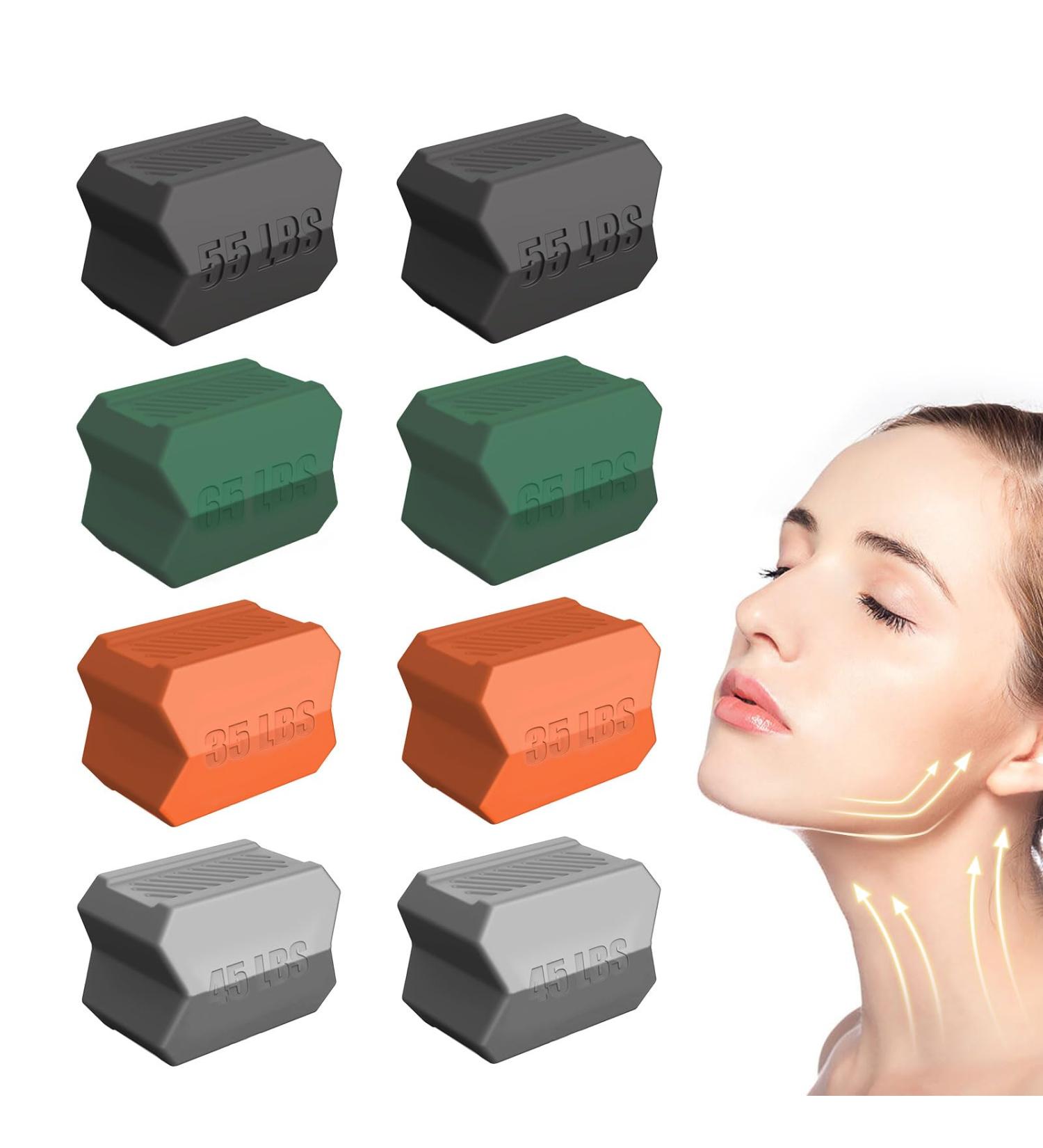 Jawline Trainer 8 Pieces Jaw Exerciser with 4 Resistance Levels Jawline Gum for Men and Women Jaw Design - Buy Online on GoSupps.com