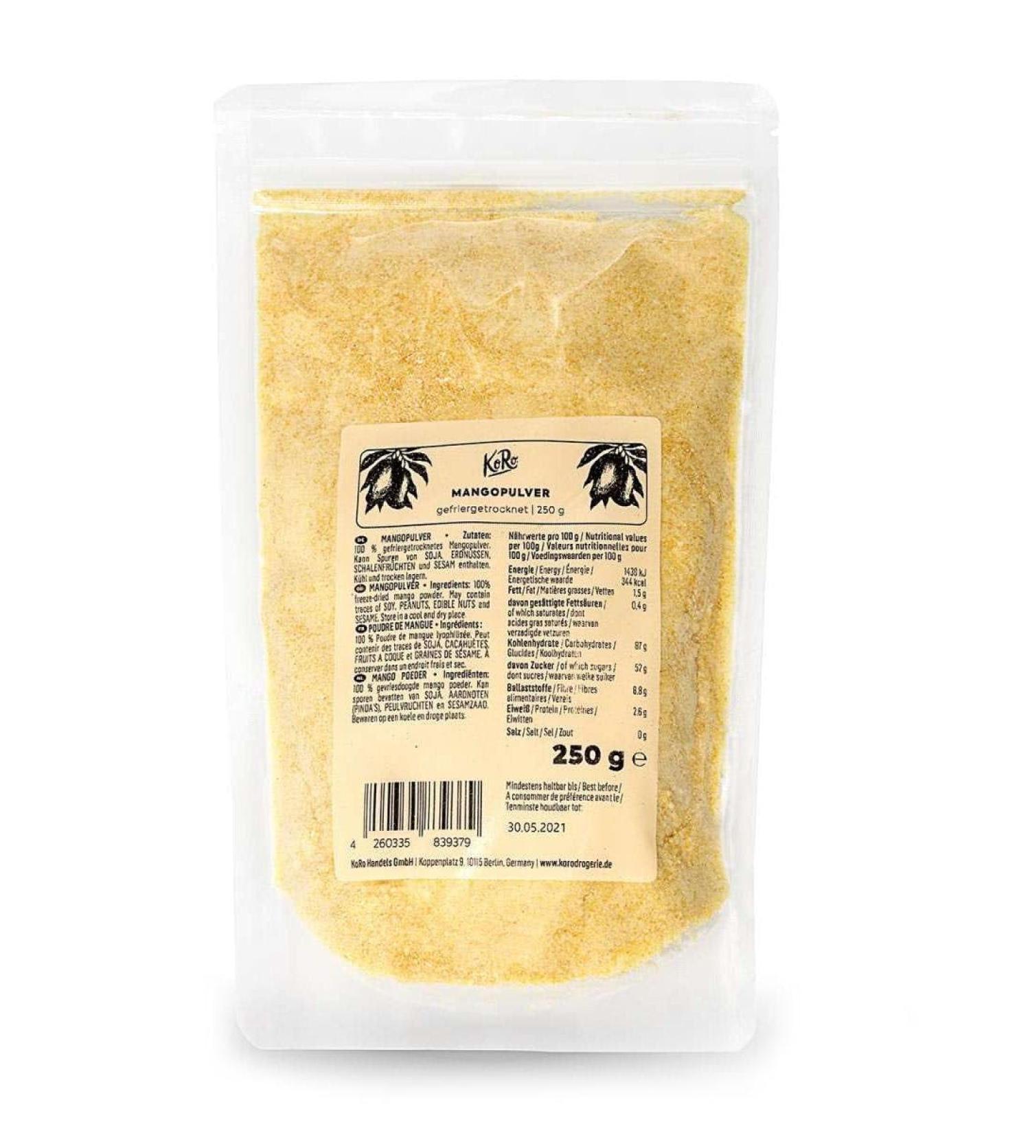KoRo - Freeze Dried Mango Powder 250g - 100% fruit-based powder perfect for yogurts and smoothies - Buy Online on GoSupps.com
