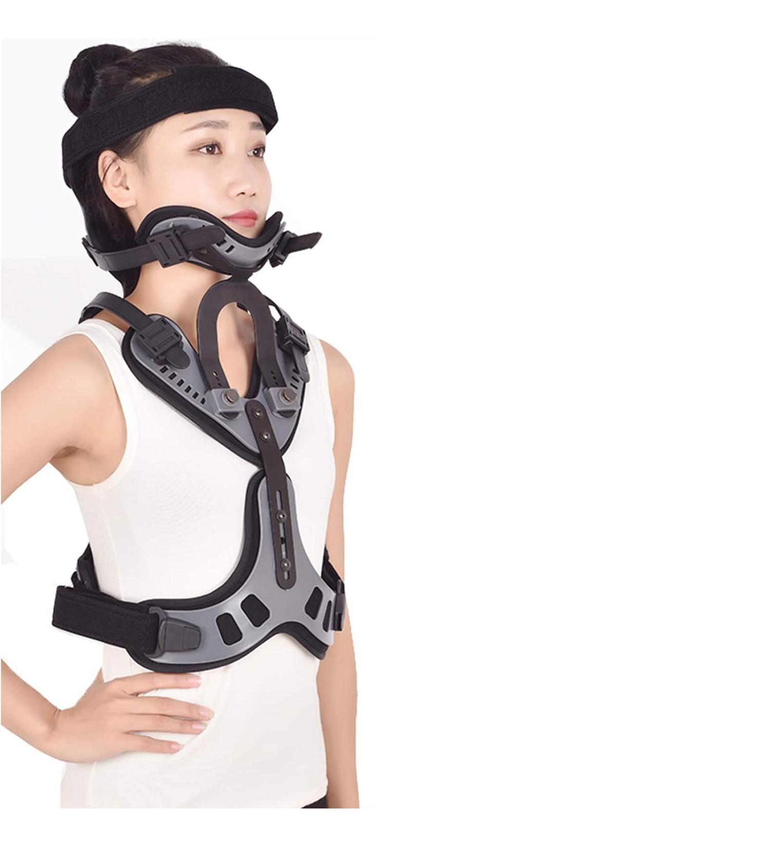 Cervical Thoracic Orthosis Adjustable Head Neck Chest Brace - Joint Support & Rehabilitation for Men & Women | Includes Cervical Traction Device - Unity Size Black - Buy Online on GoSupps.com