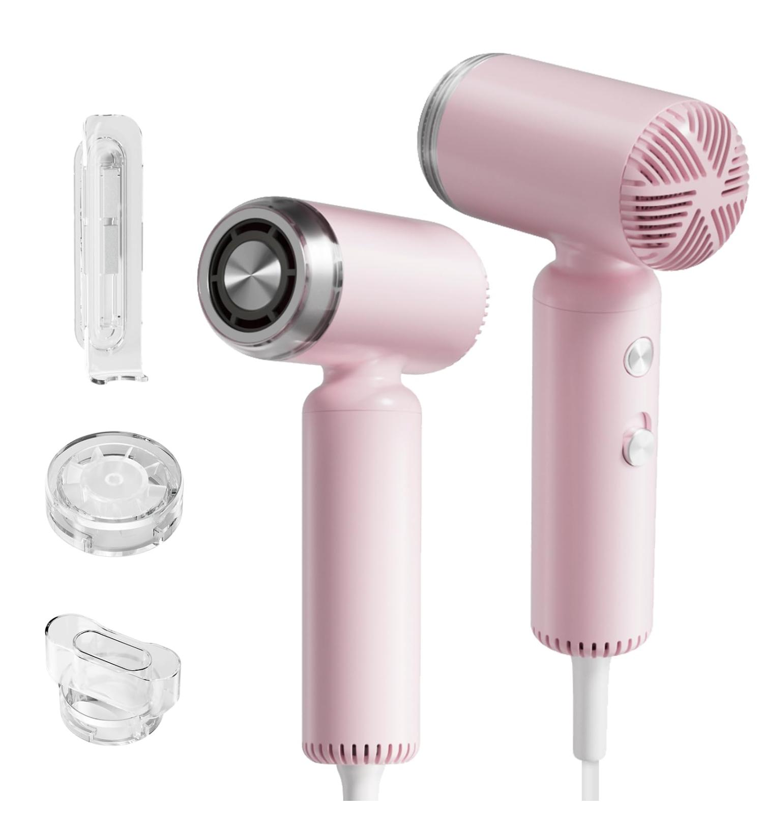 Super Mini Ionic Hair Dryer - High-Speed Travel Blow Dryer with 200 Million Negative Ions 110 000RPM Brushless Motor - Pink Lightweight & Portable for Home Salon - Buy Online on GoSupps.com