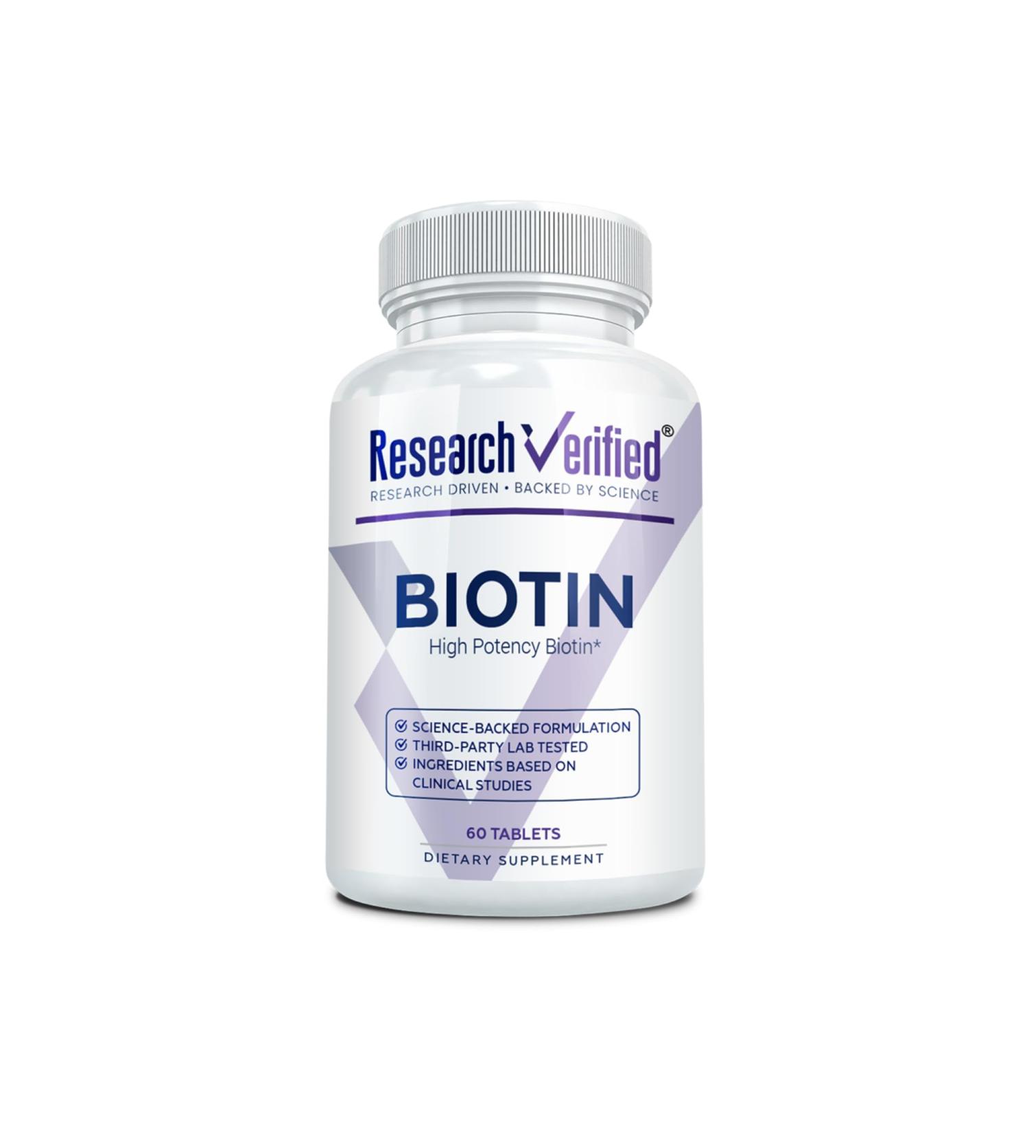 Research Verified Biotin Pure Extra Strength Biotin 10000mcg Hair Skin and Nails Vitamin Third-Party Tested Made in USA 60 Vegan Tablets 60 Count (Pack of 1) - Buy Online on GoSupps.com