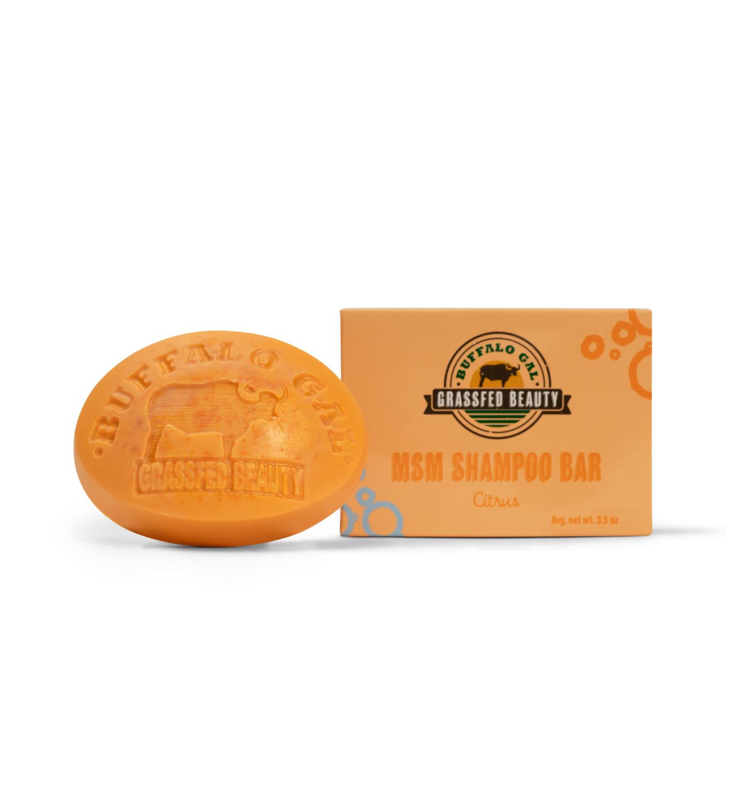 Grassfed Beauty MSM Shampoo Bar - Natural pH Balanced Non-Stripping Citrus Scent 4 oz for All Hair Types - International Shipping Available - Buy Online on GoSupps.com