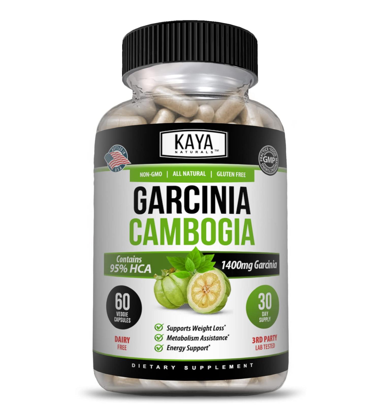 Kaya Naturals Garcinia Cambogia - Non-GMO, Gluten-Free & Soy-Free - 60 Vegetable Capsules for Overall Wellness - Buy Online on GoSupps.com