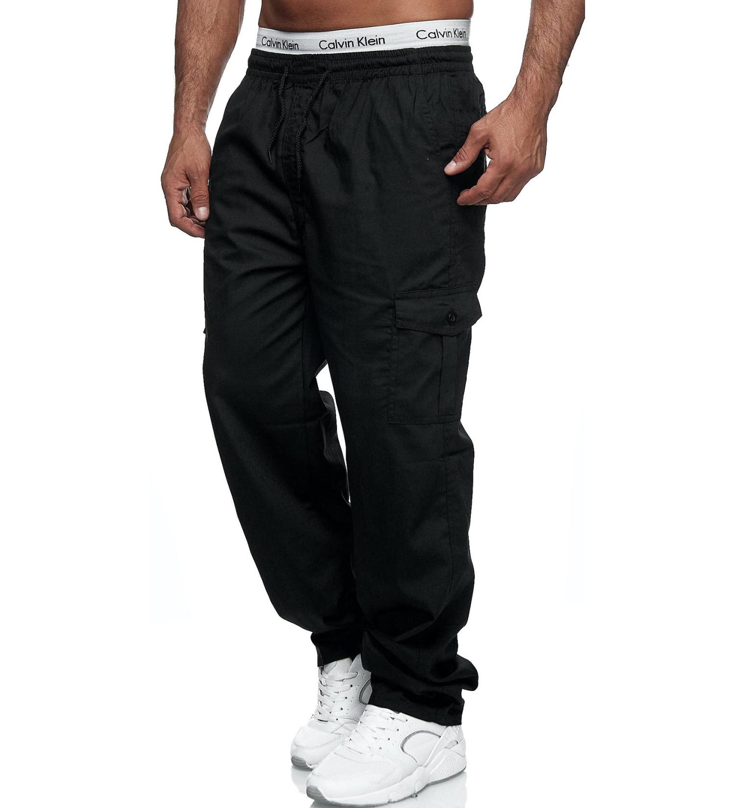 THWEI Men's Cargo Pants Drawstring Jogger Trousers - X-Large Black - Buy Online on GoSupps.com