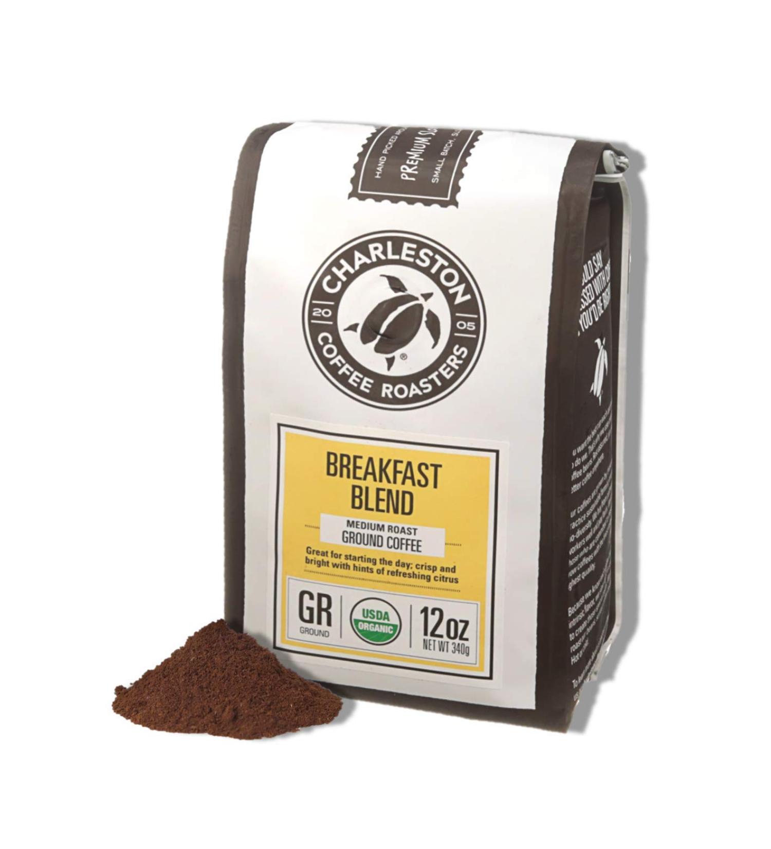 Charleston Coffee Roasters Organic Ground Coffee - Premium 12oz Breakfast Blend, Medium Roast - Buy Online on GoSupps.com