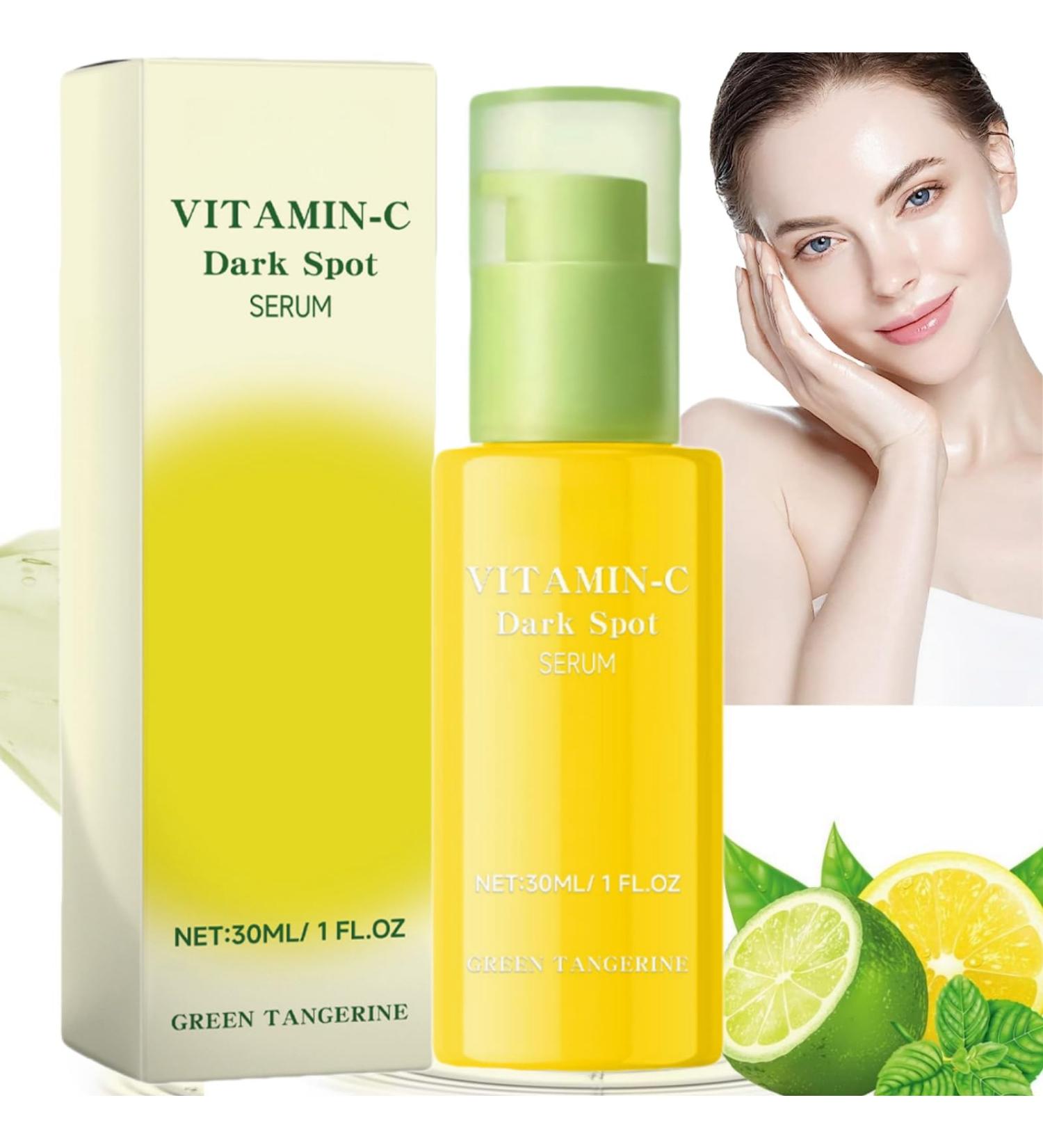 Green Tangerine Vitamin C Serum Hyaluronic Acid Serum for Face Dark Spot Remover Facial Serum Vitamin C Serum for Face Brightening Moisturizing Facial Serum Anti-Dark Spot Serum Face Serum for Women - Buy Online on GoSupps.com