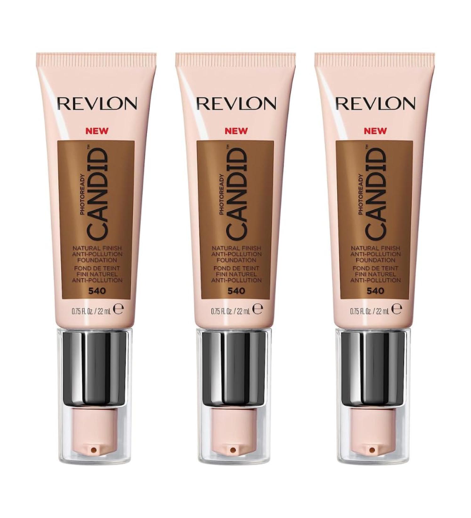 3 x Revlon Photoready Candid Natural Finish Foundation 22ml - 540 Walnut