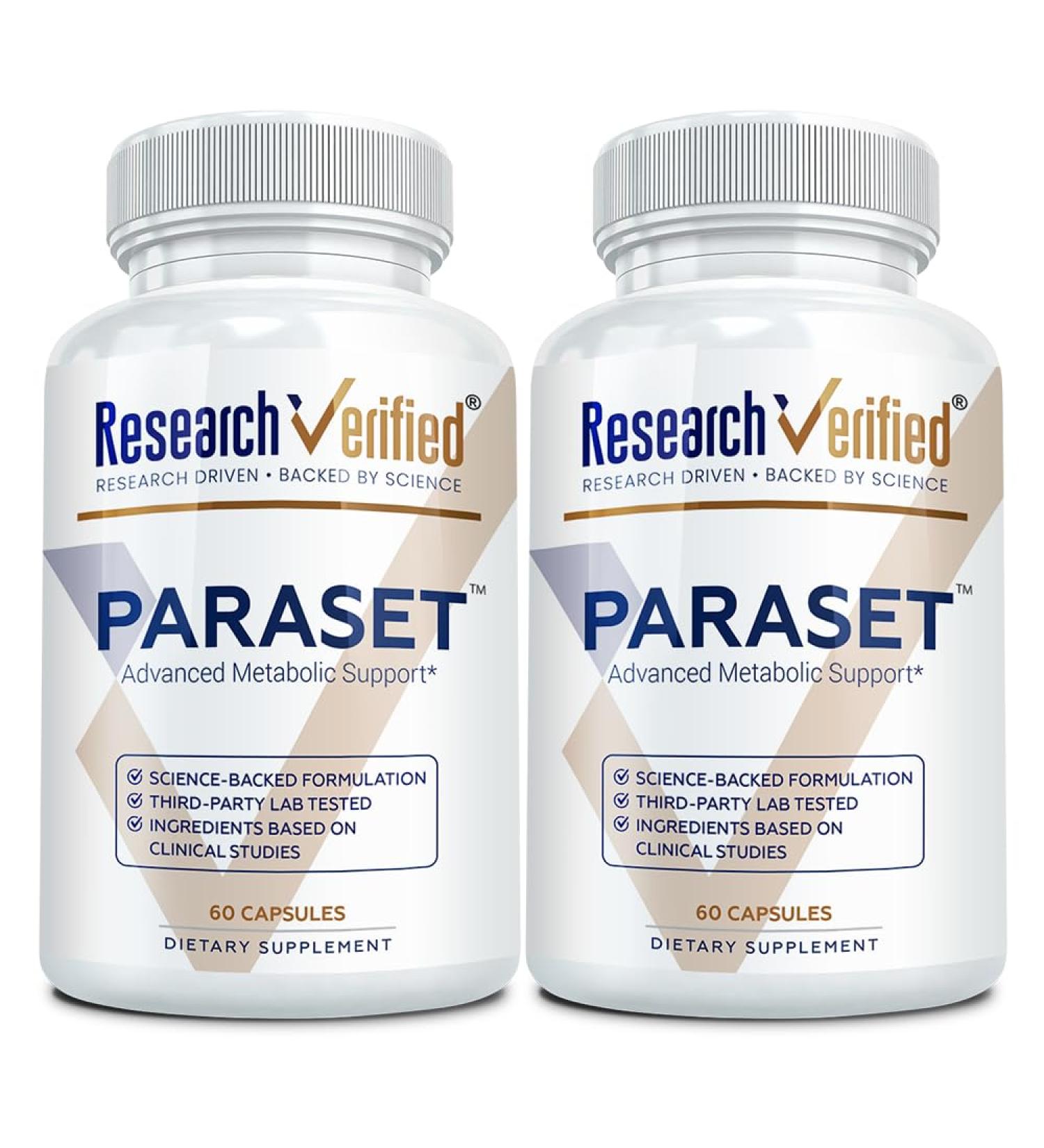 Research Verified Paraset - 120 Capsules - Natural Gut Health Enhancer - Garlic Bulb, Papain, Sweet Wormwood, Black Walnut, BioPerine - Vegan 60 Count (Pack of 2) - Buy Online on GoSupps.com