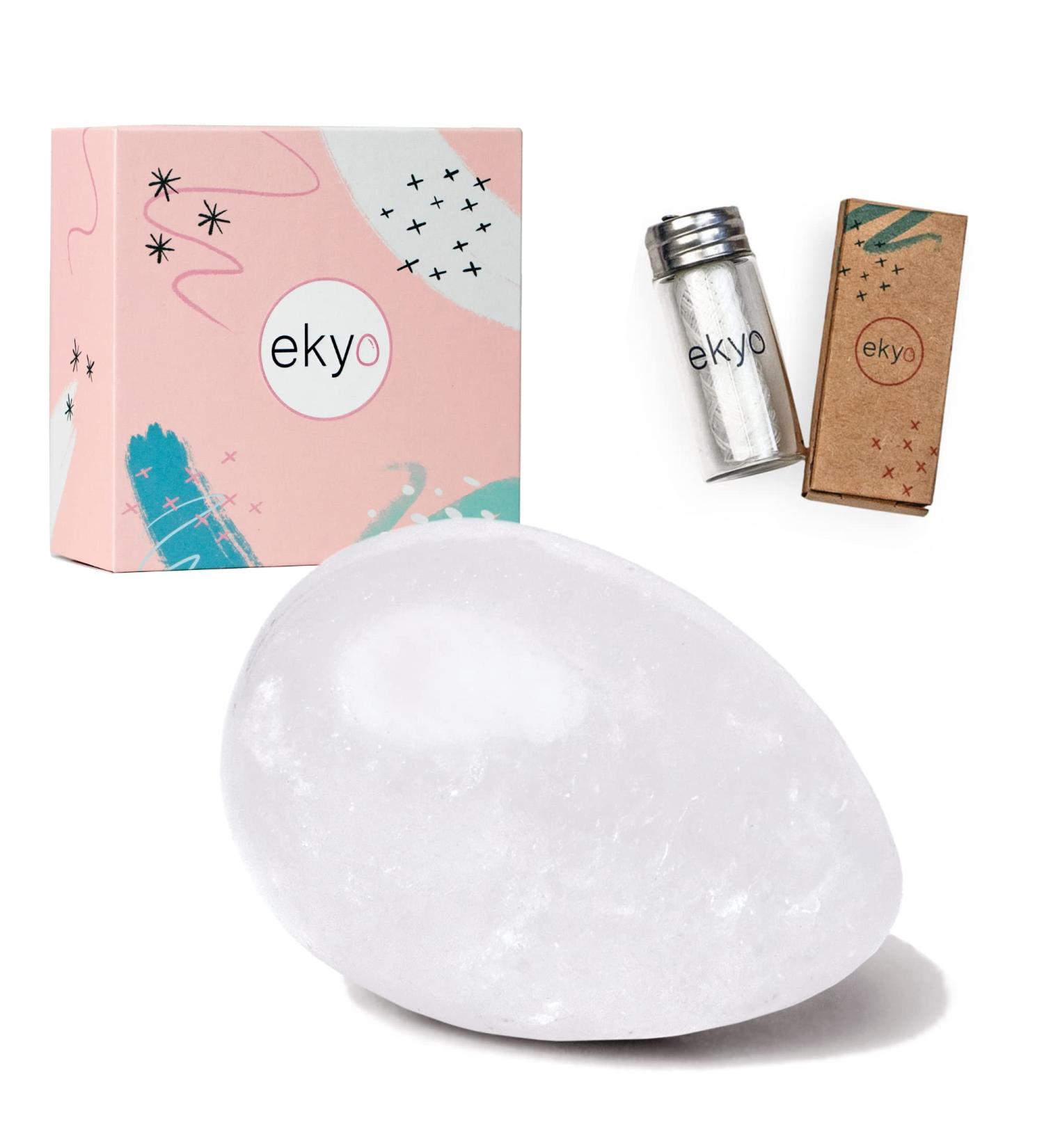 Yoni egg mountain crystal stone 4x3 cm (drilled) incl. Uncharged cord instructions cleaning brush & meditation - pelvic floor training for women - yoni egg