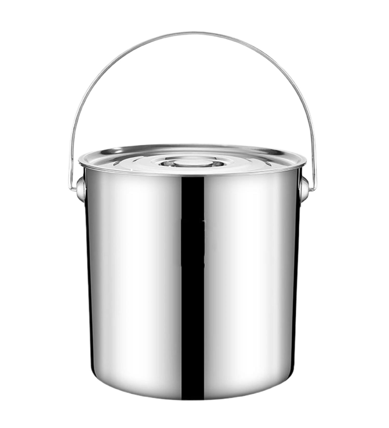 Stainless Steel Bucket 11.5L Metal Bucket with Lid & Handle Leak-Proof Large Bucket for Food Rice Flour Water Oil Indoor Outdoor Use Buckets with Handles - Buy Online on GoSupps.com