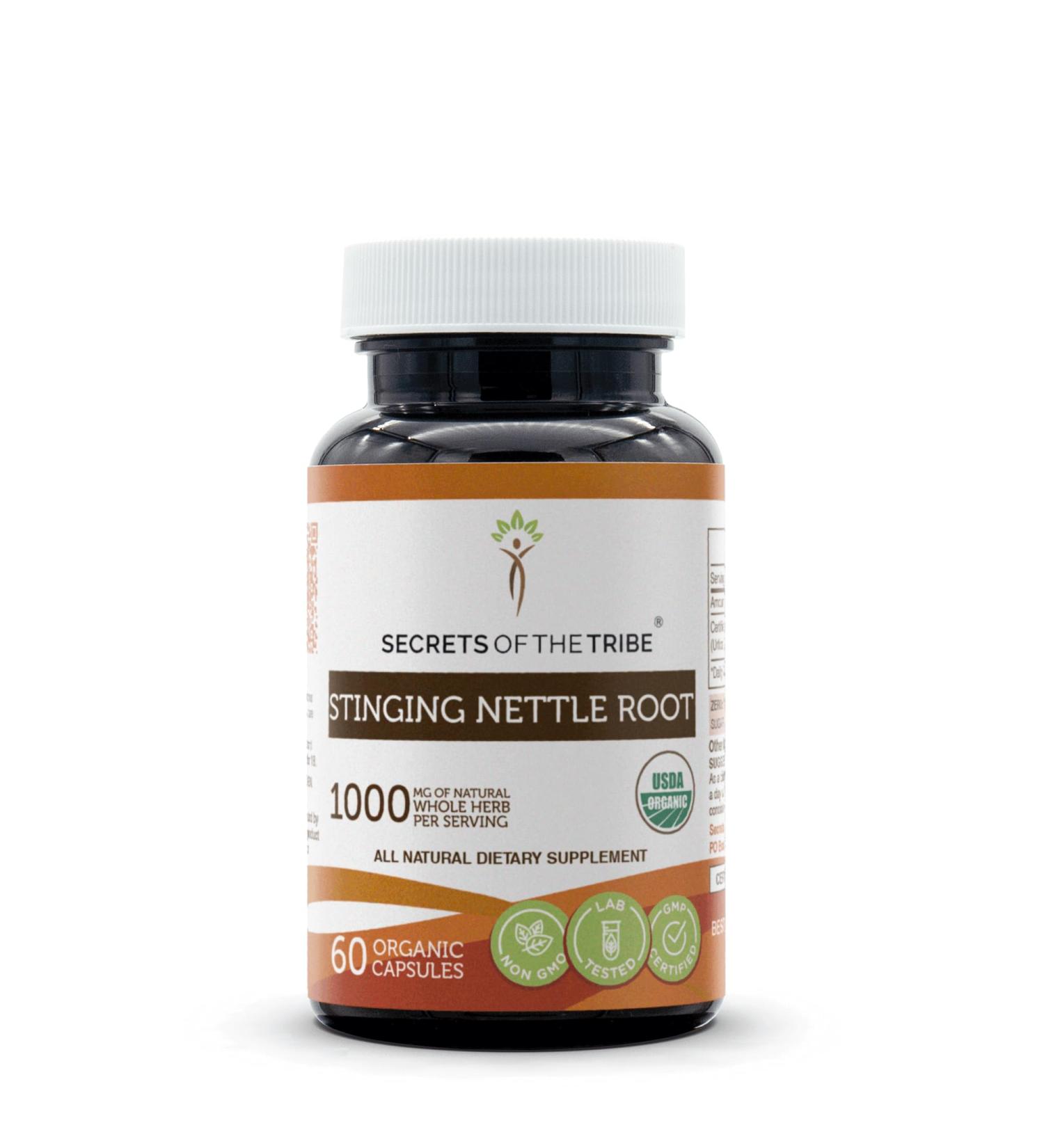 Secrets of the Tribe Stinging Nettle Root 60 Capsules, Made with Vegetable Capsules and USDA Organic Stinging Nettle Urtica Dioica Respiratory and Urinary System Health (60 Capsules) 60 Count (Pack of 1) - Buy Online on GoSupps.com