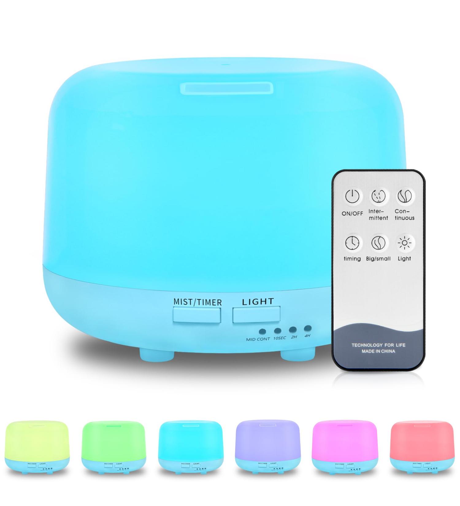 Diffofe 300ml Essential Oil Diffuser with Remote Control - Cool Mist Air Humidifier, 7 LED Colors, 4 Timer Settings - Bedroom Home Aromatherapy (Blue) - Buy Online on GoSupps.com