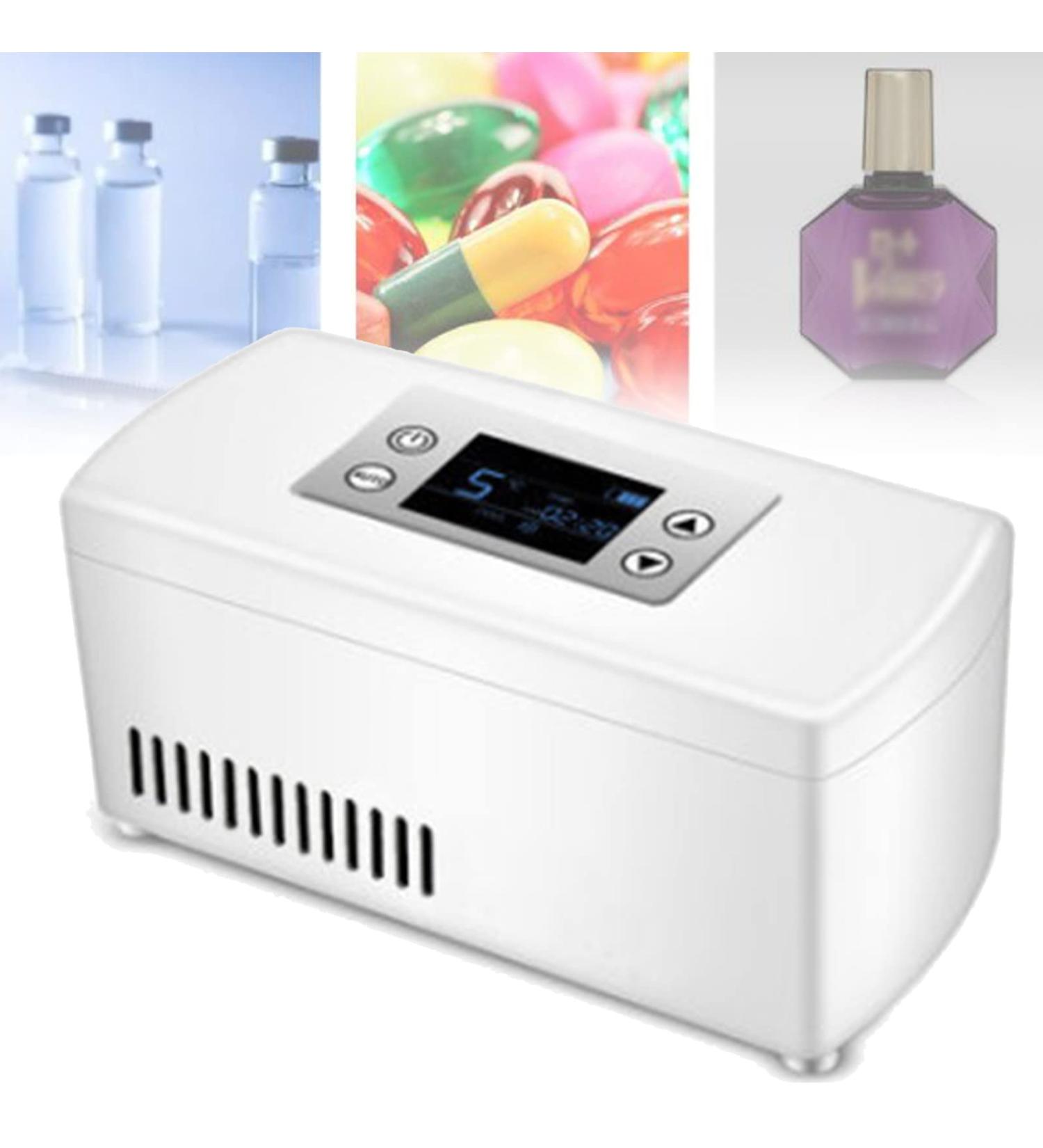 Electric Portable Insulin Cooler Box for Medication Mini Fridge Cooler Bag Thermostat for Travel/Interferon/Drug Storage 2 battery - Buy Online on GoSupps.com