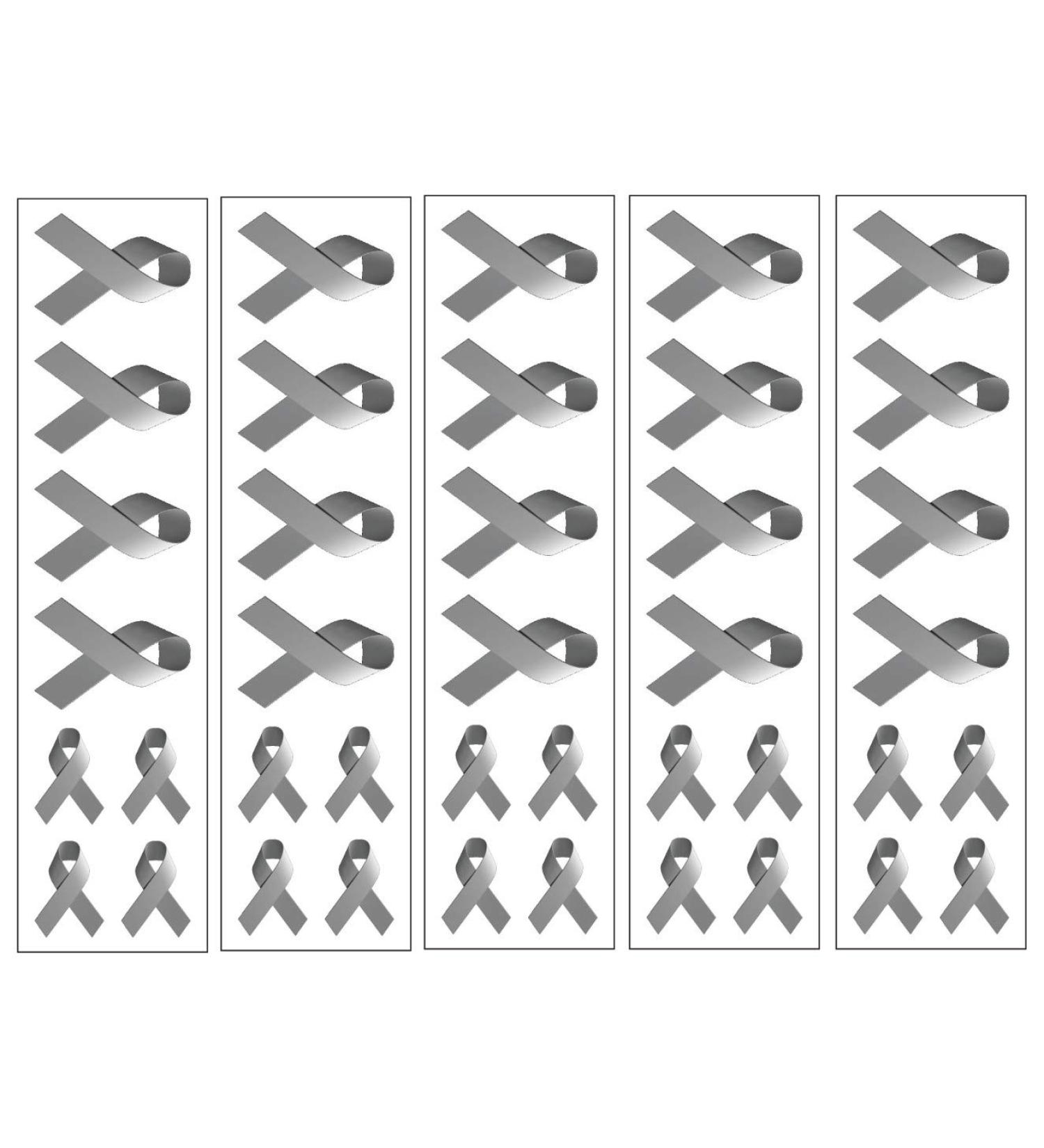 40 Gray/Grey Ribbon Temporary Tattoos: Brain Cancer Awareness Tattoo