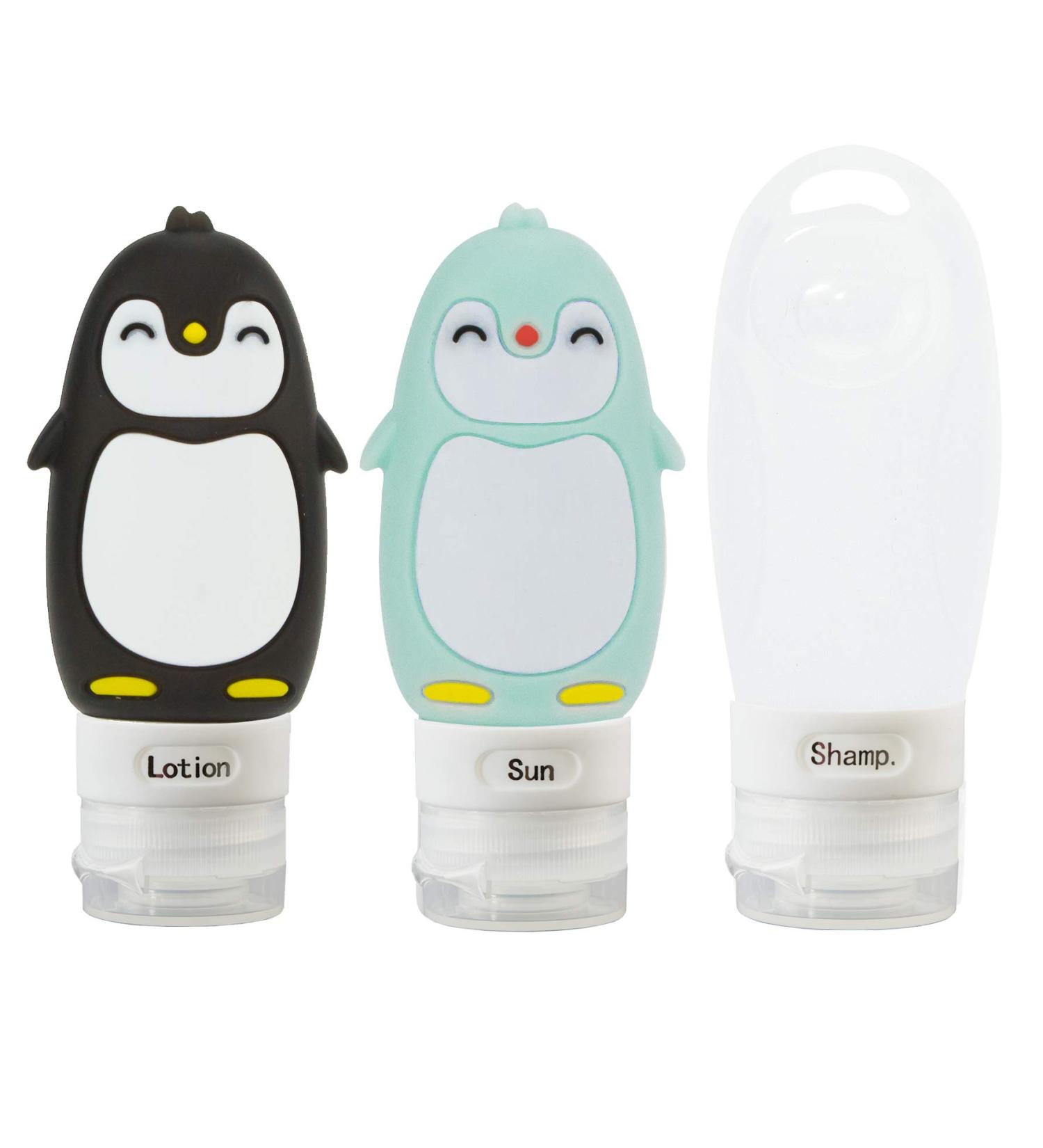 Buy Silicone Cosmetic Travel Bottles - Leak-Proof TSA Approved Penguin Design - Perfect Portable Travel Accessories - Buy Online on GoSupps.com