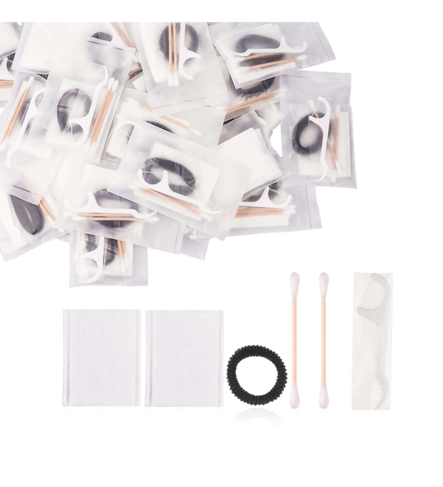 100-Pack Hotel Amenities Set | Individually Packed Accessories: Cotton Pads Swabs Hair Bands & Dental Floss for Hotels - Buy Online on GoSupps.com