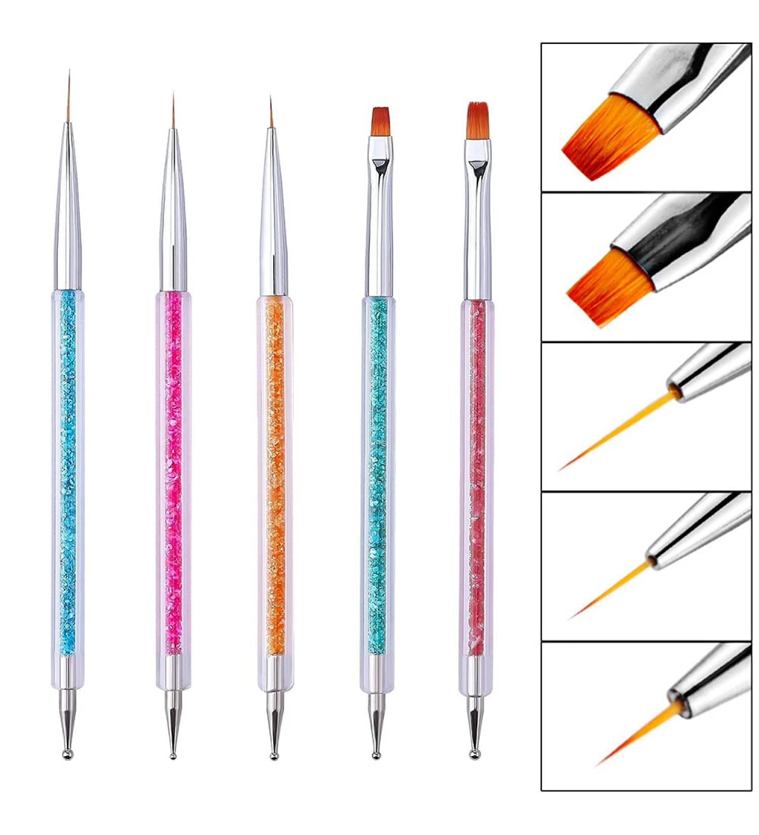 Lofuanna 5 PCs Nail Brush Set | Nail Art Design Pens Gel Brushes & Dotting Tools for Salon & DIY Use - Buy Online on GoSupps.com
