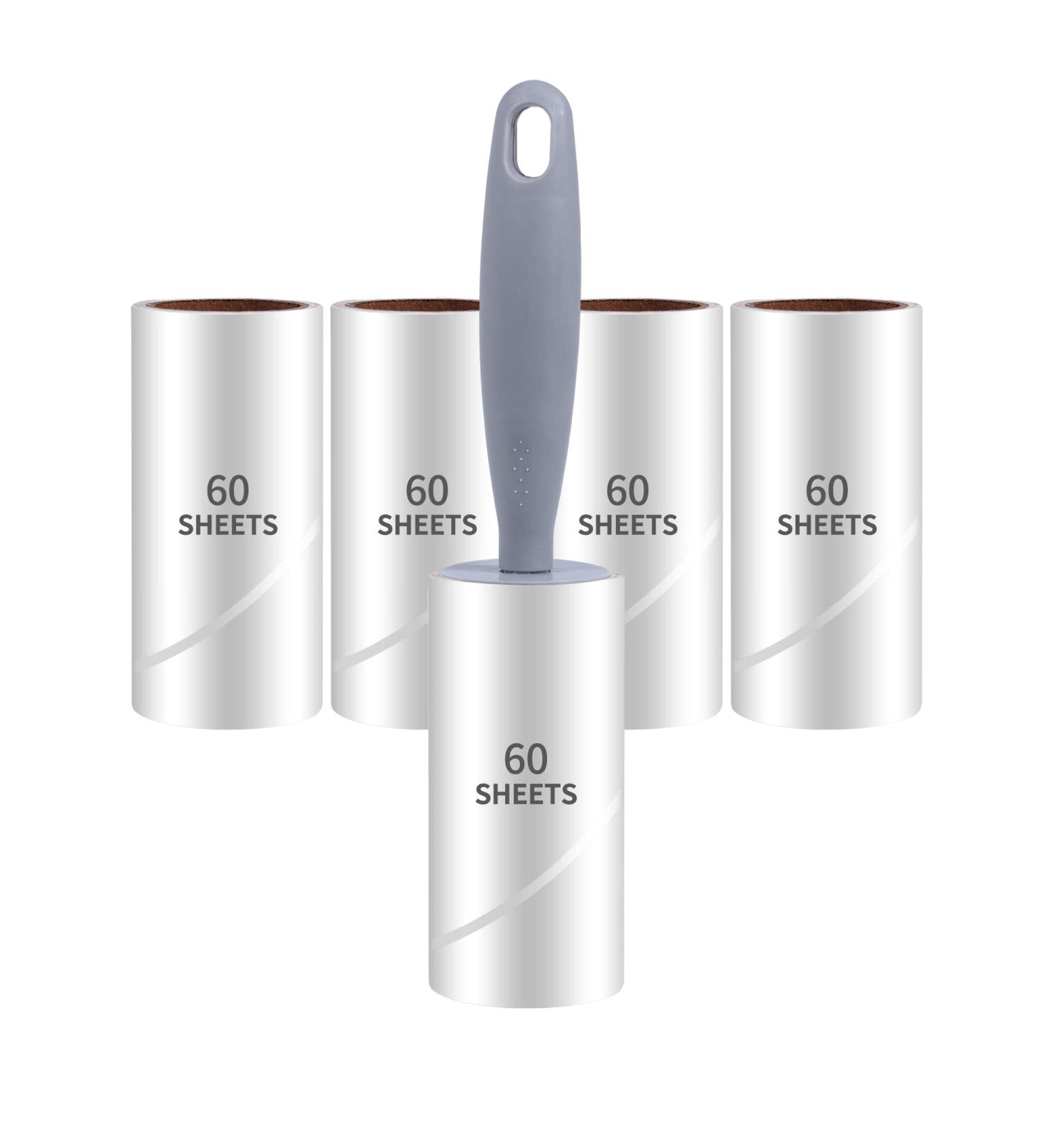 Lint Roller Set - 5 Refills with 1 Handle | 300 Sheets Pet Hair Remover | For Cat Dog Fur, Dust, Dandruff | Clothes, Car, Furniture, Bed, Carpet, Sofa - Buy Online on GoSupps.com