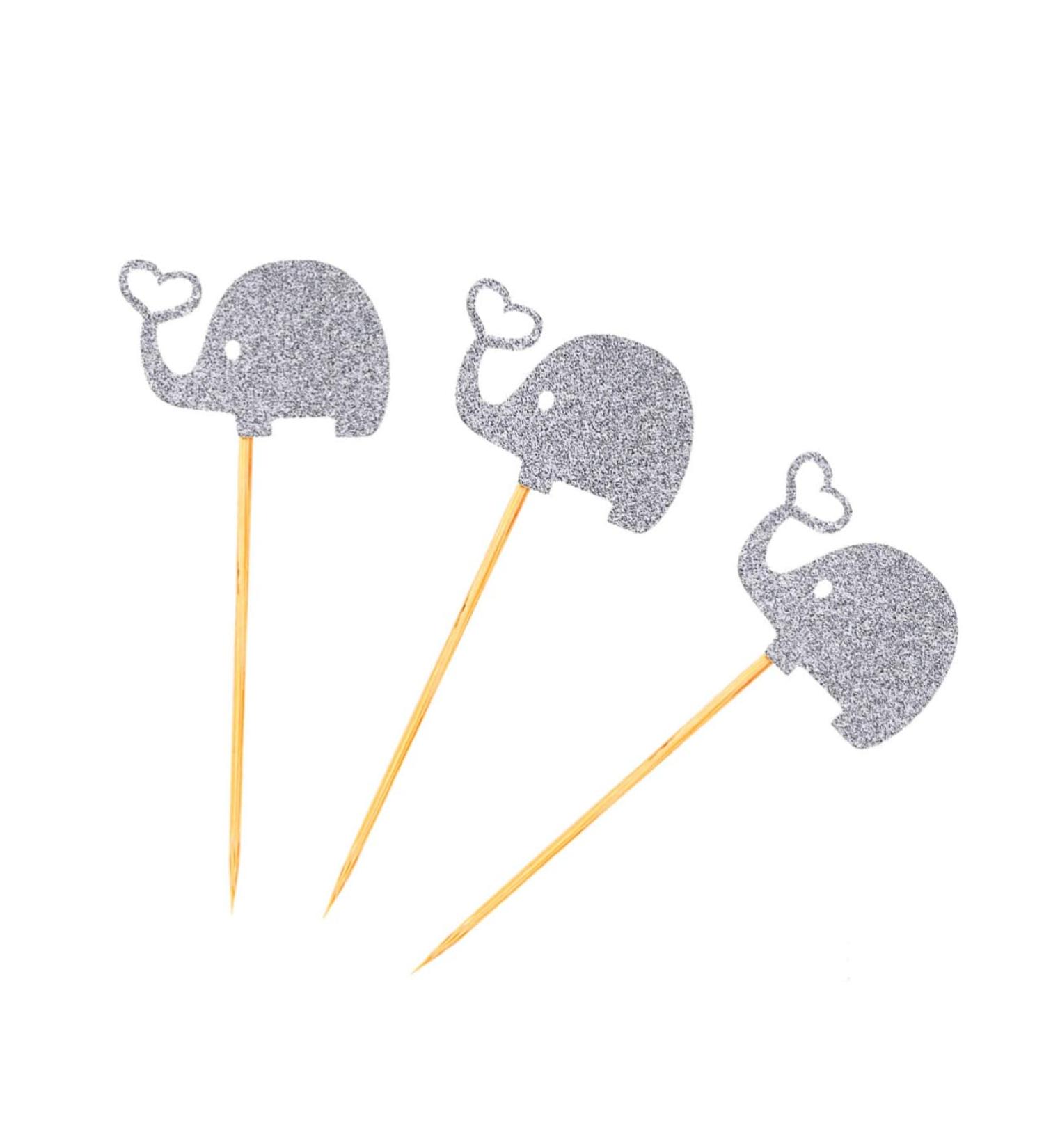 3pcs Gold Glitter Toppers cocktail picks Elephant Cupcake Picks Wedding Topper Heart Glitter fruit cake Glitter Elephant Toppers picks food stick fruit earth tones lip gloss Silver medium - Buy Online on GoSupps.com