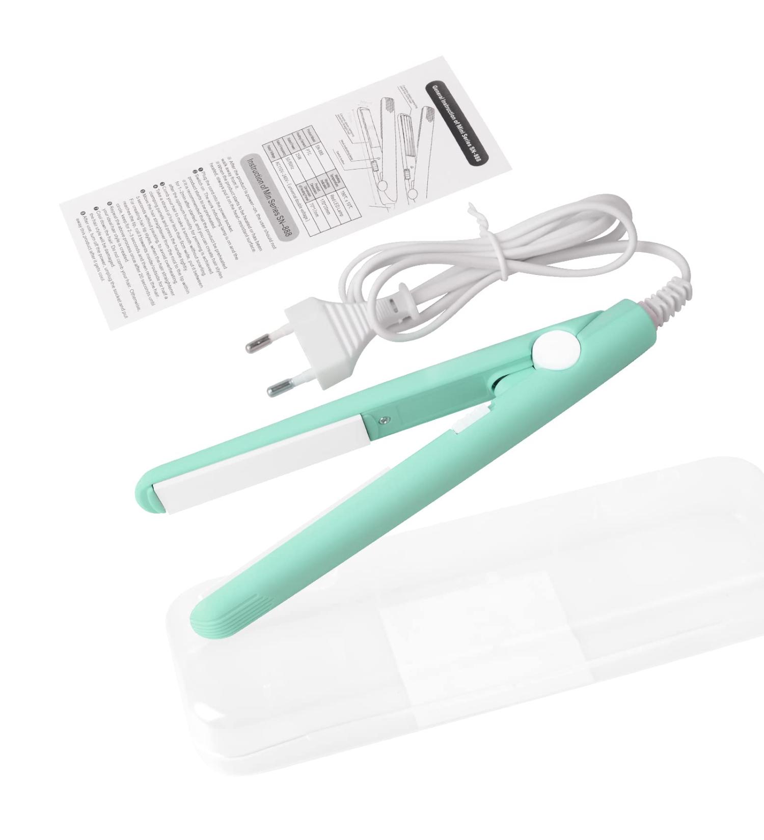 2 in 1 Mini Hair Straightener & Curler | Ceramic Tourmaline Plate | Small Lightweight Portable Flat Iron for Home | Green - Buy Online on GoSupps.com