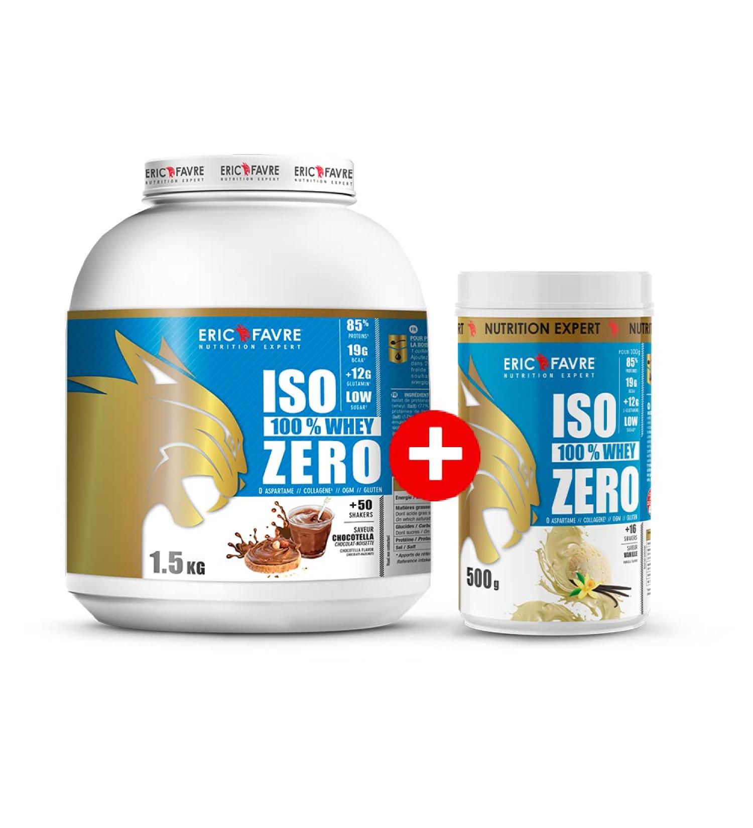 Whey Zero ISO Pack 100% Pure Whey Protein Isolate Muscle Gaining Quickly Assimilable Eric Favre 2 kg Chocotella and Vanilla - Buy Online on GoSupps.com