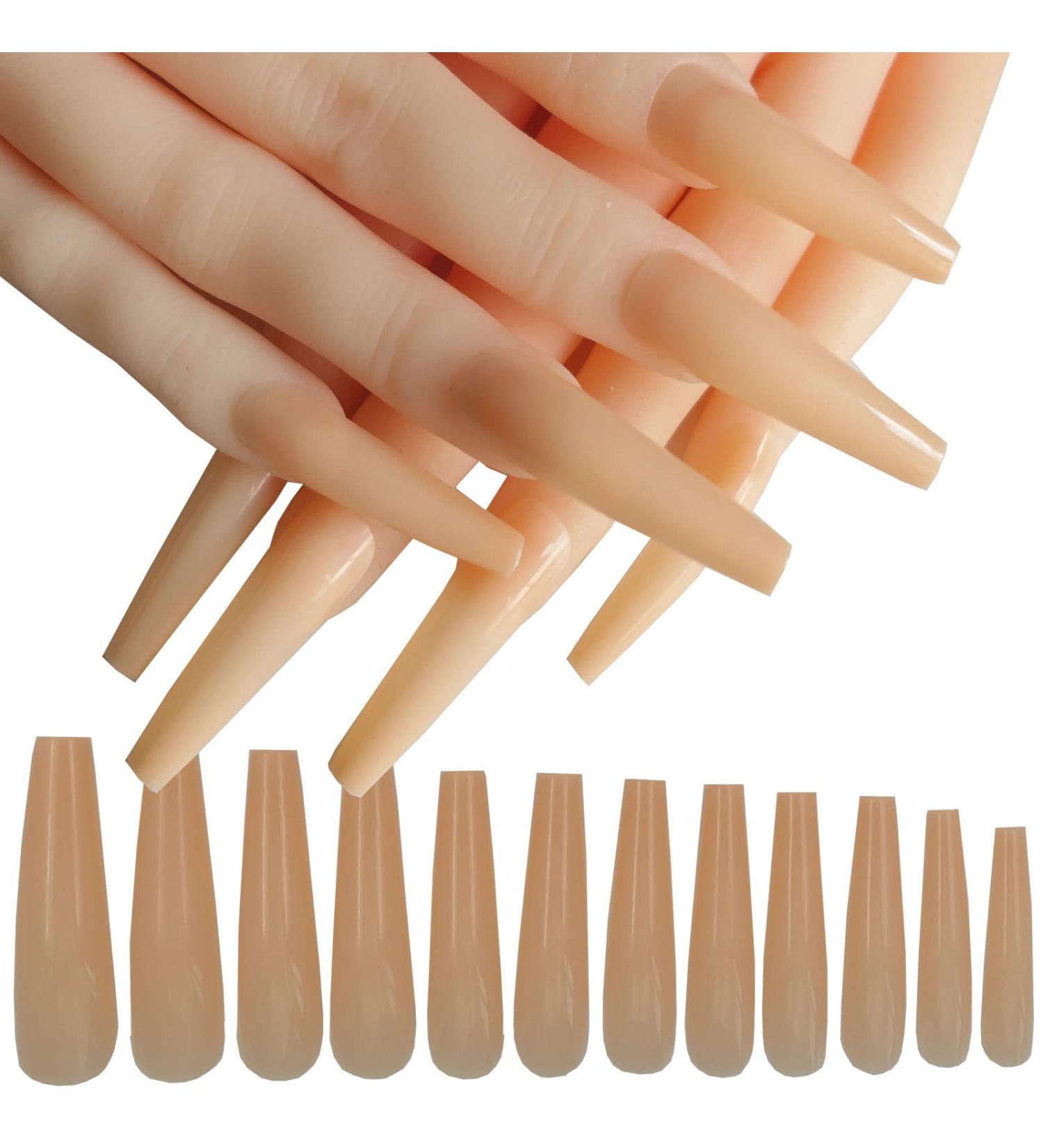 LuckForever 120pc XL Beige Coffin False Nails - Extra Long Ballerina Nail Art Tips - Buy Online on GoSupps.com