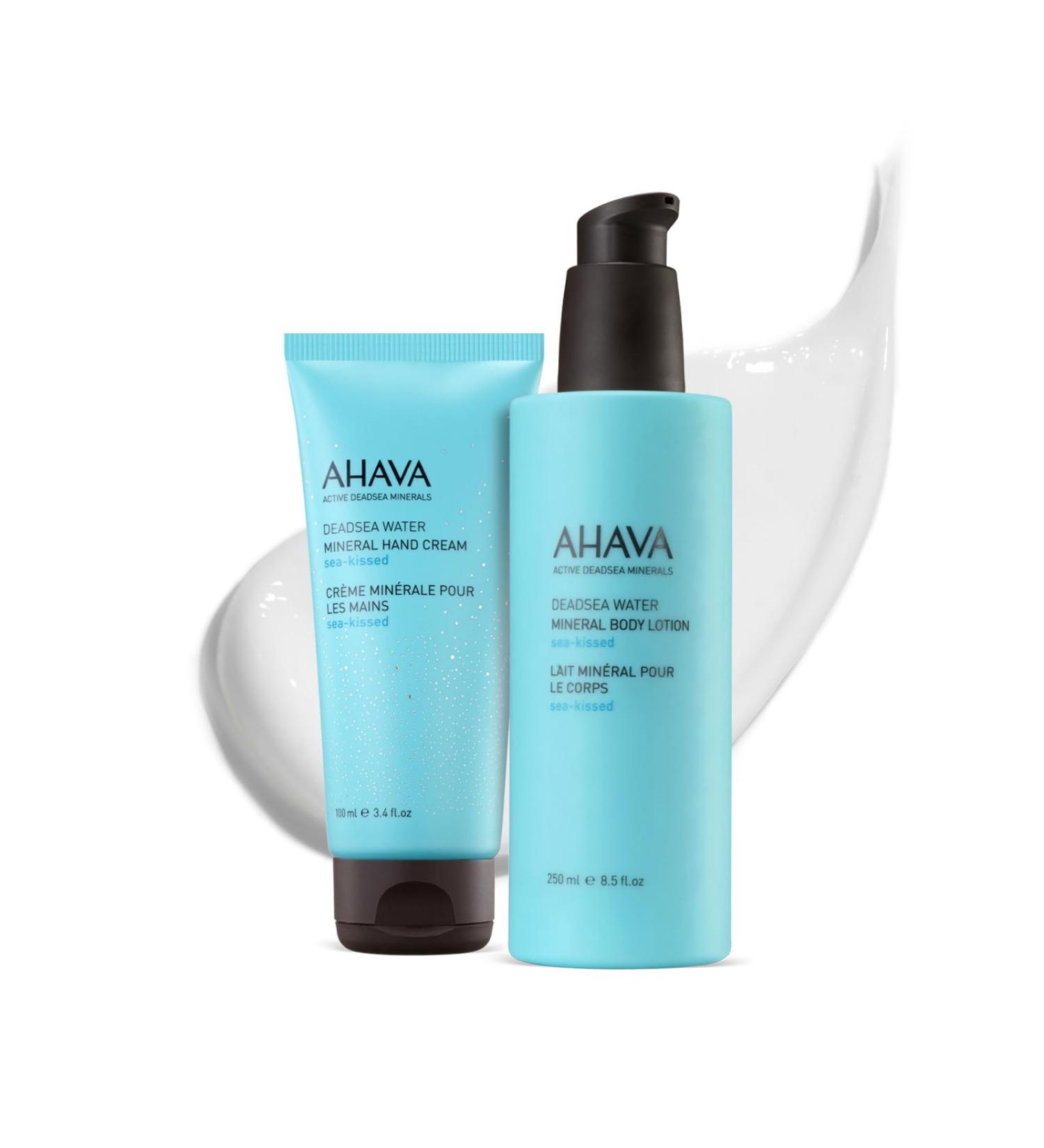 AHAVA Sea-Kissed Hand & Body Care Set Includes Hand Cream (100ml) & Body Lotion (8.5 Fl.Oz) | Enriched with Dead Sea Minerals Magnesium & Refreshing Sea-Kissed Fragrance - Buy Online on GoSupps.com