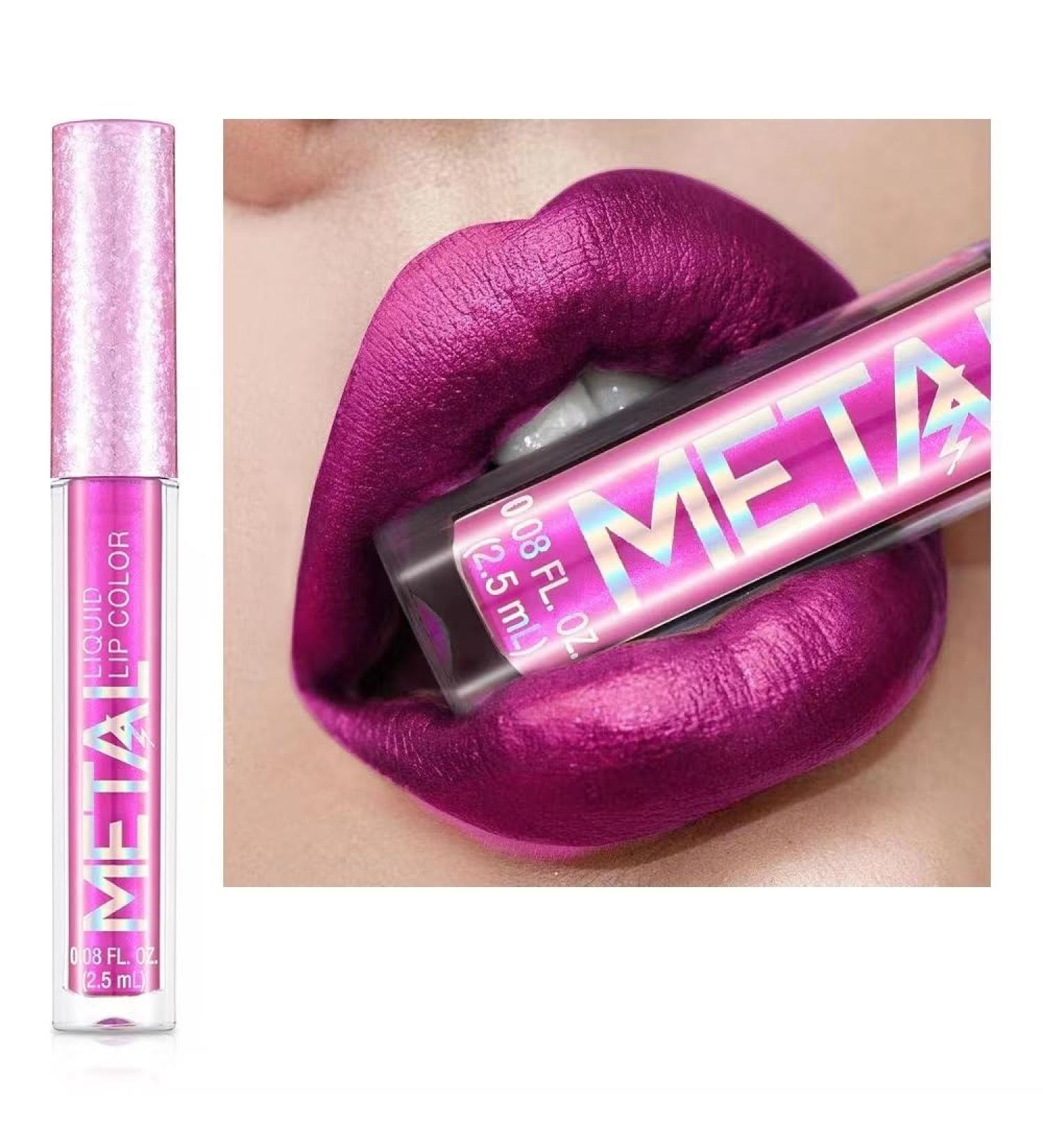 ENGBO 12 Colors Metallic Liquid Lipstick - Non-Stick Lip Gloss & Pearl Makeup | Shop Amethyst Now - Buy Online on GoSupps.com