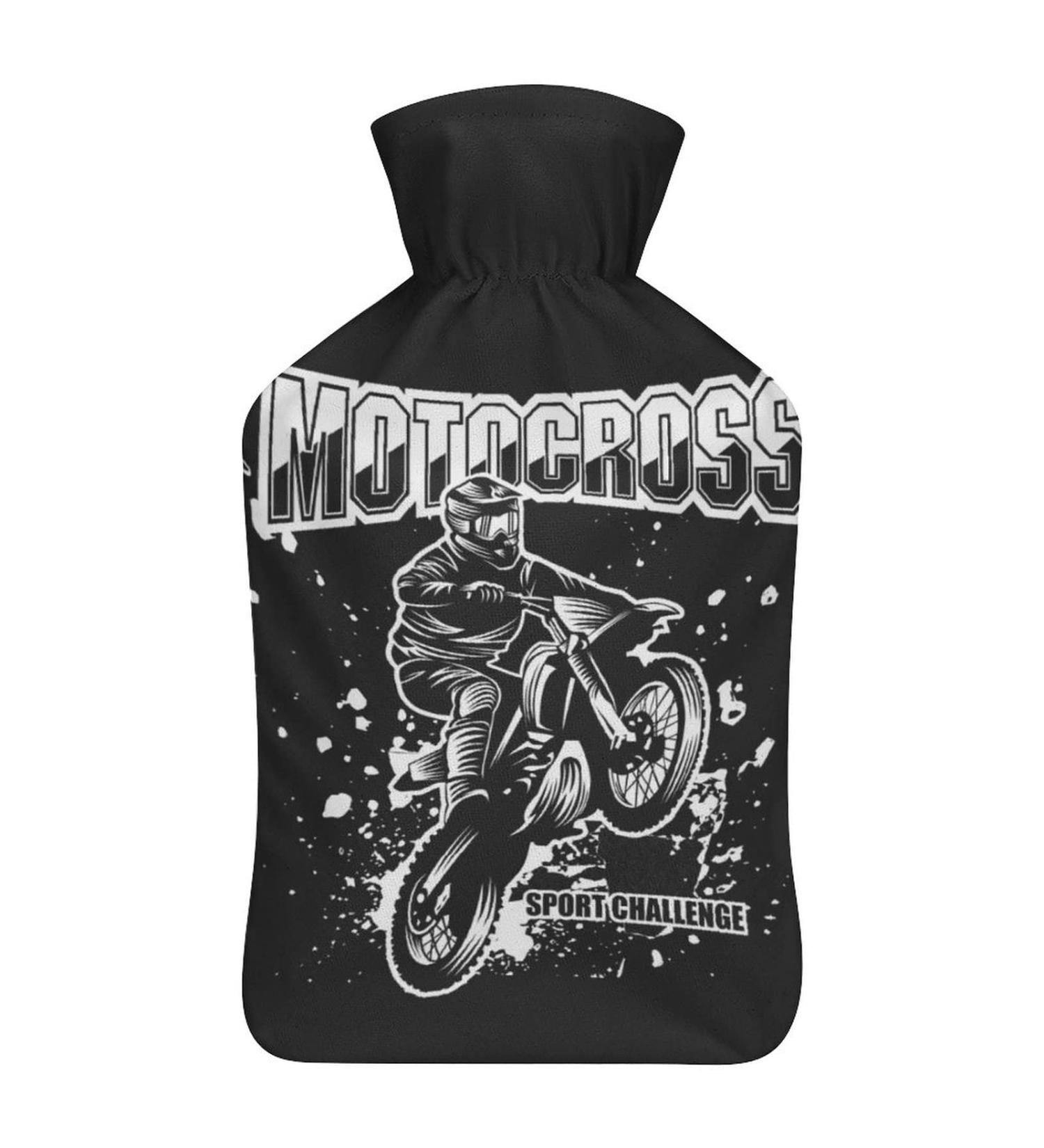 Motocross Hot Water Bottle with Plush Cover | Hand Warmer for Adults & Children - 26.5x15.3cm | International Shipping Available - Buy Online on GoSupps.com