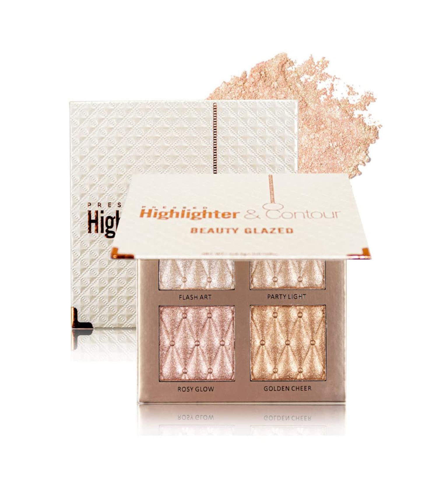 4-Color Highlighter Makeup Palette | Shimmer Bronze Contour & Illumination Eyeshadow Set - Perfect for All Skin Tones - Buy Online on GoSupps.com