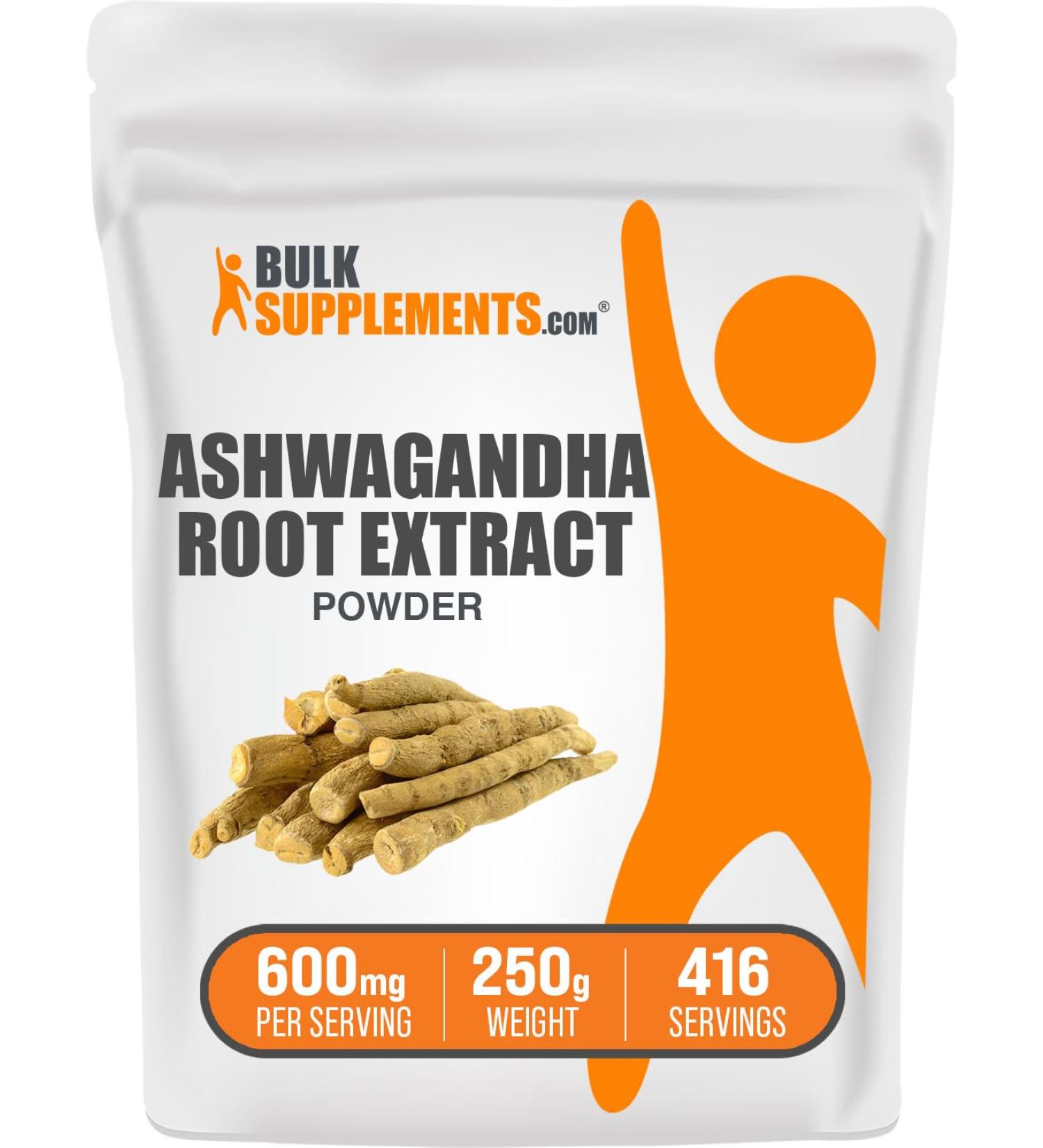 Organic Ashwagandha Root Extract Powder - 450mg per Serving - 250g (8.8 oz) - Pure Ashwagandha Supplement - Buy Online on GoSupps.com