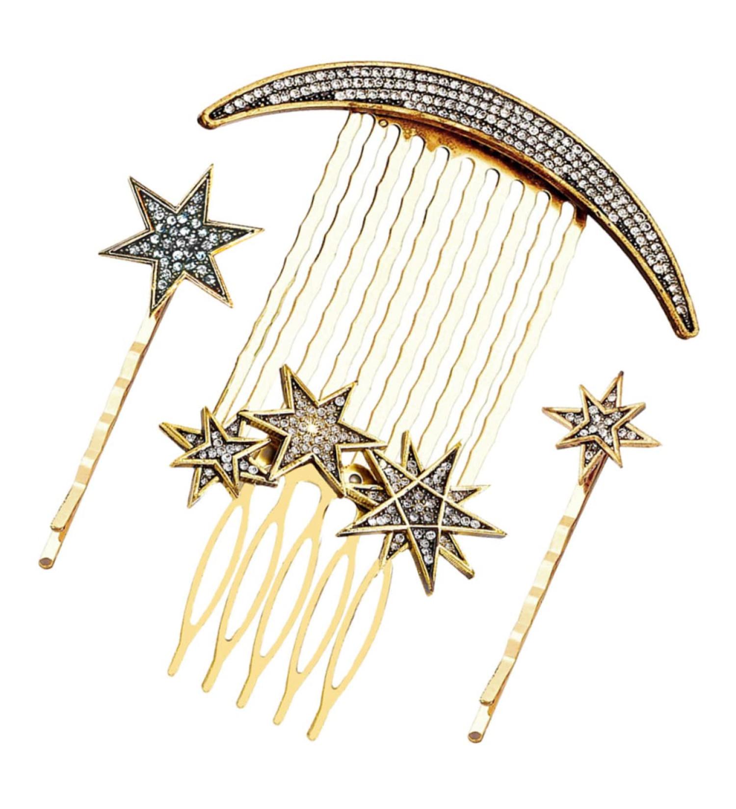 Healeved 1 Set Star Moon Hairpin Hair Decorations Wedding Hair Clip Hair Accessories for Bride Rhinestone Trim Hair Side Clip Comb Bride Hair Clip Hair Jewelry Side Combs for Women Alloy - Buy Online on GoSupps.com