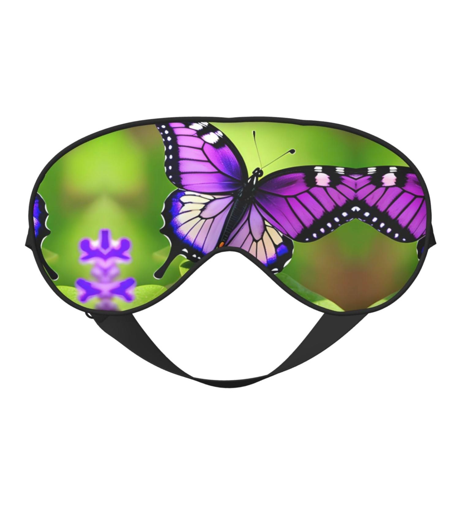 Butterfly Purple Print Unisex Eye Mask | Soft Comfort Sleep Shade for Travel Yoga & Shift Work - Black - Buy Online on GoSupps.com