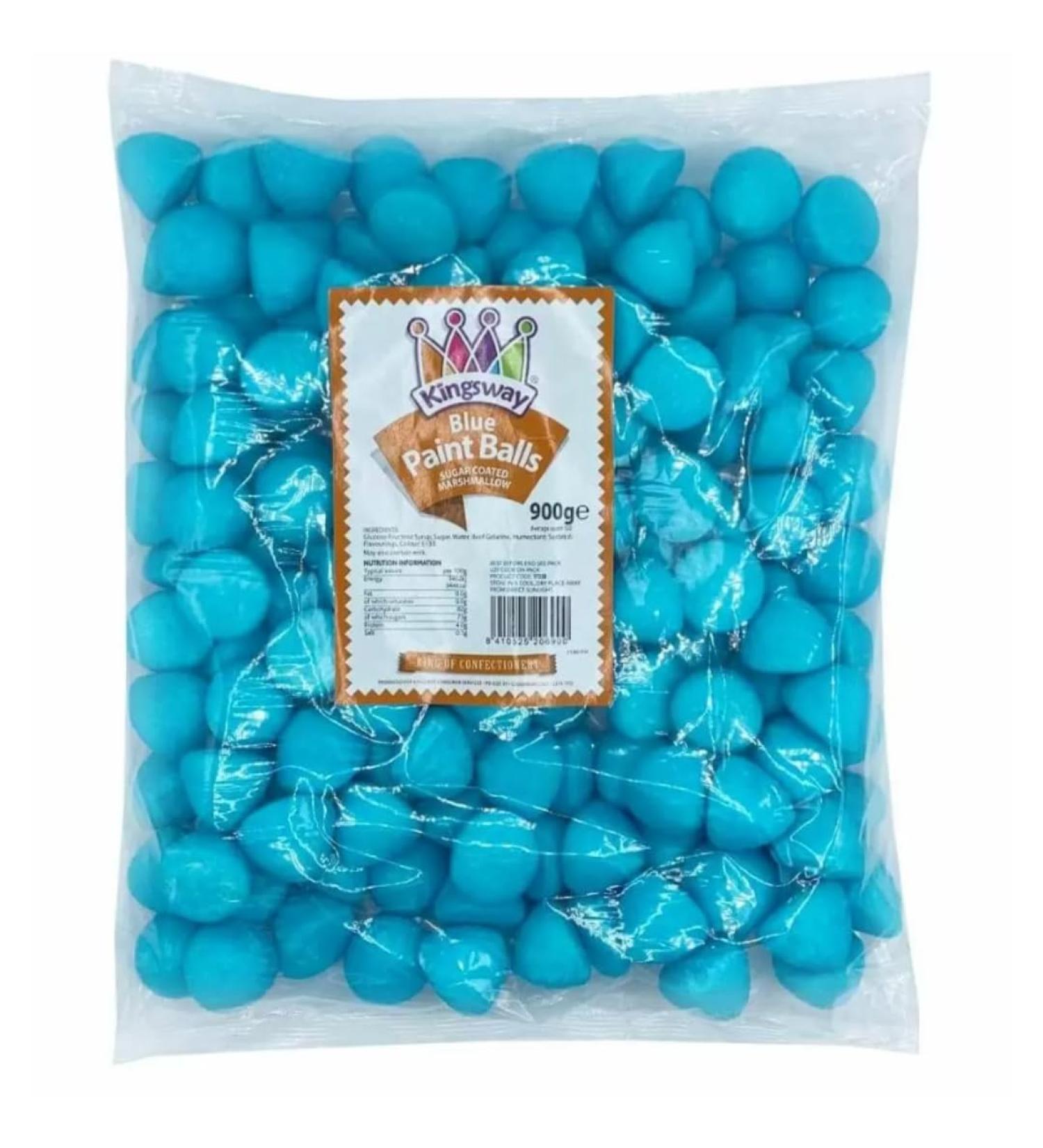Blue Paint Balls Sugar Coated Raspberry Marshmallows - 900g Bulk Pack Vanilla NO - Buy Online on GoSupps.com
