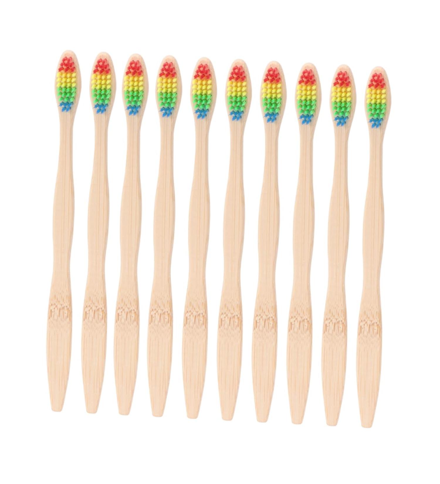 FRCOLOR 10 Pcs Wooden Handle Toothbrush Set - Eco-Friendly Travel Brushes for Adults Colorful & Convenient for Bad Breath Cleaning - Buy Online on GoSupps.com