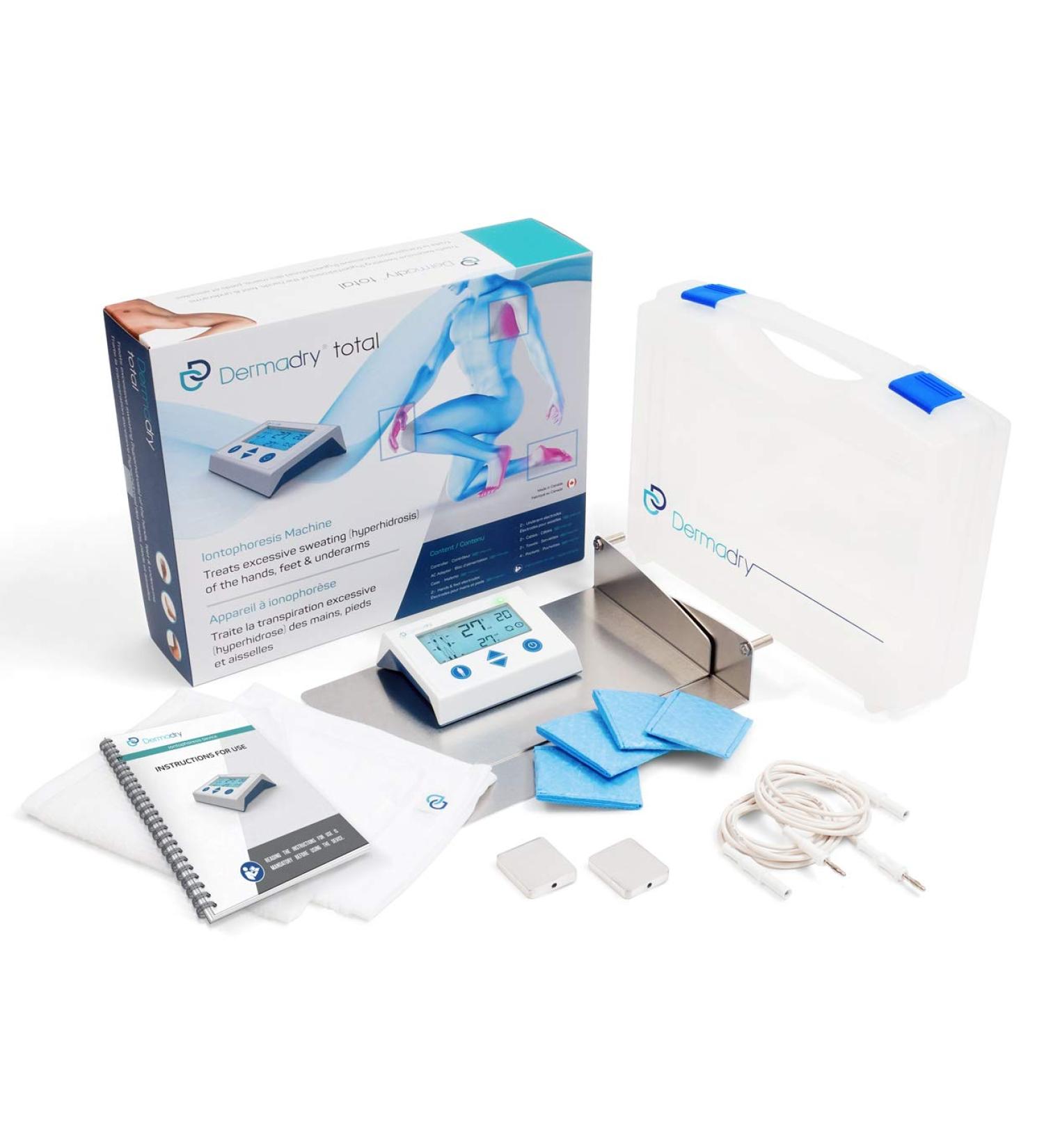 Dermadry Total - Iontophoresis Device to Treat Hyperhidrosis for Home Use Excessive Sweating Treatment Cost-Effective Sweat Treatment for Hands Feet and Underarms - Buy Online on GoSupps.com