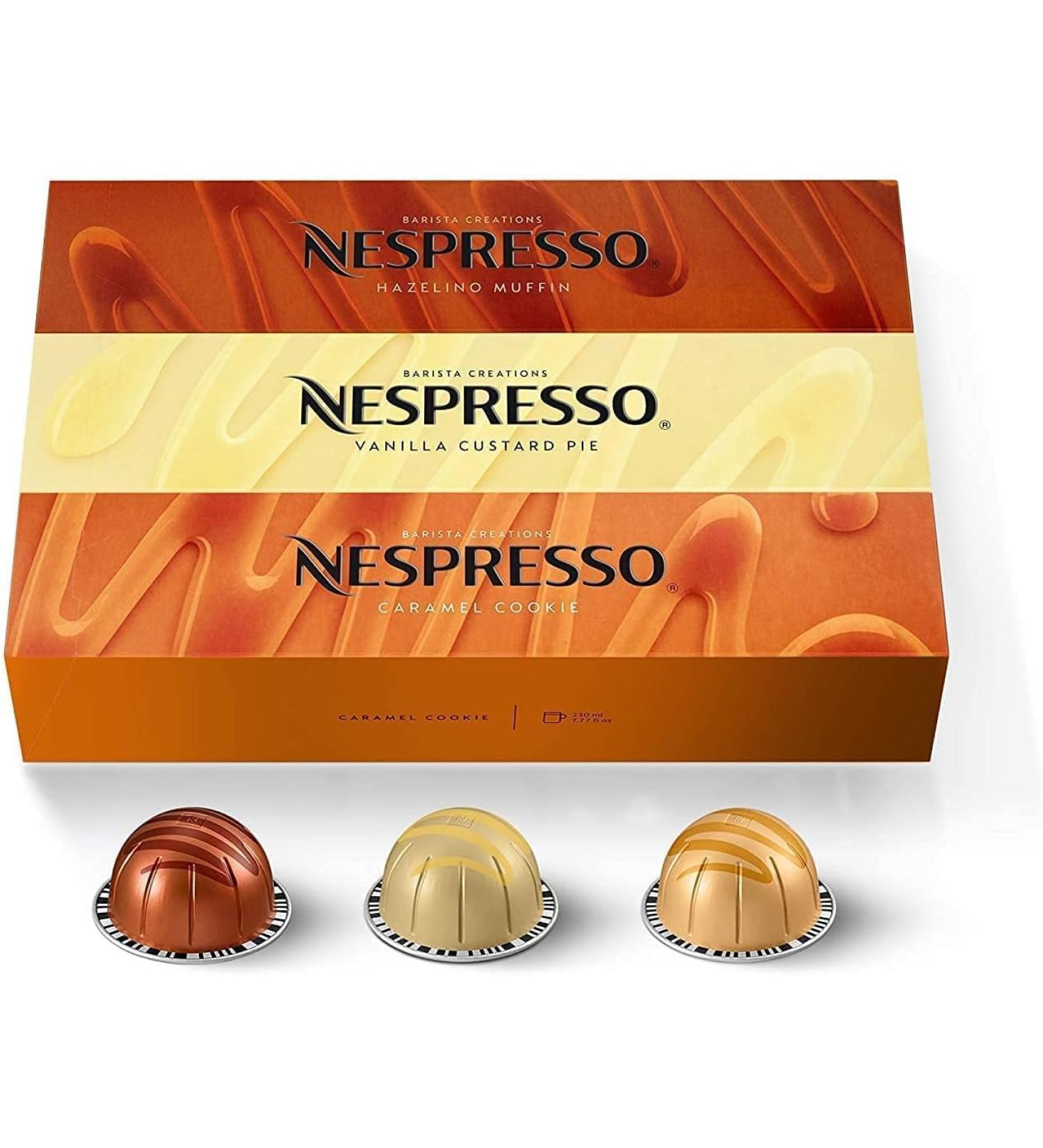 Nespresso Vertuo Barista Creations Vanilla Custard Pie Caramel Cookie Hazelino Muffin 30 Capsules - Buy Online on GoSupps.com