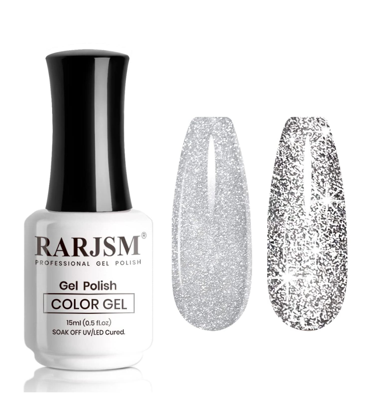 RARJSM Reflective Glitter Silver Gel Polish - 15ml - Soak Off UV/LED Curing for DIY Manicure - Buy Online on GoSupps.com