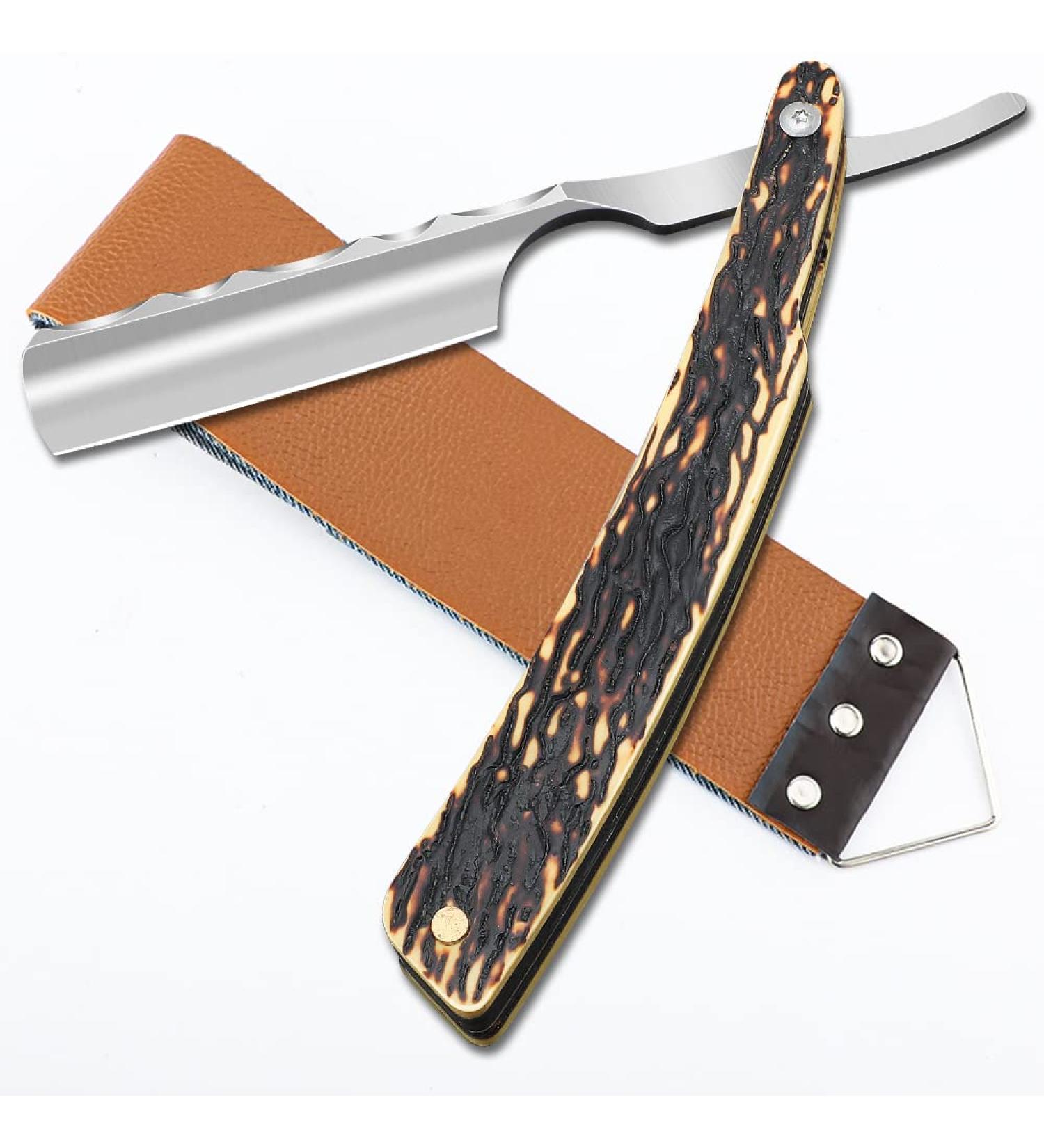 M&LD Stainless Steel Cut Throat Razor Kit with Single Edge Blades - Perfect for Barber or Home Use | Straight Razor Shaving Set for Men - Gold Edition - Buy Online on GoSupps.com