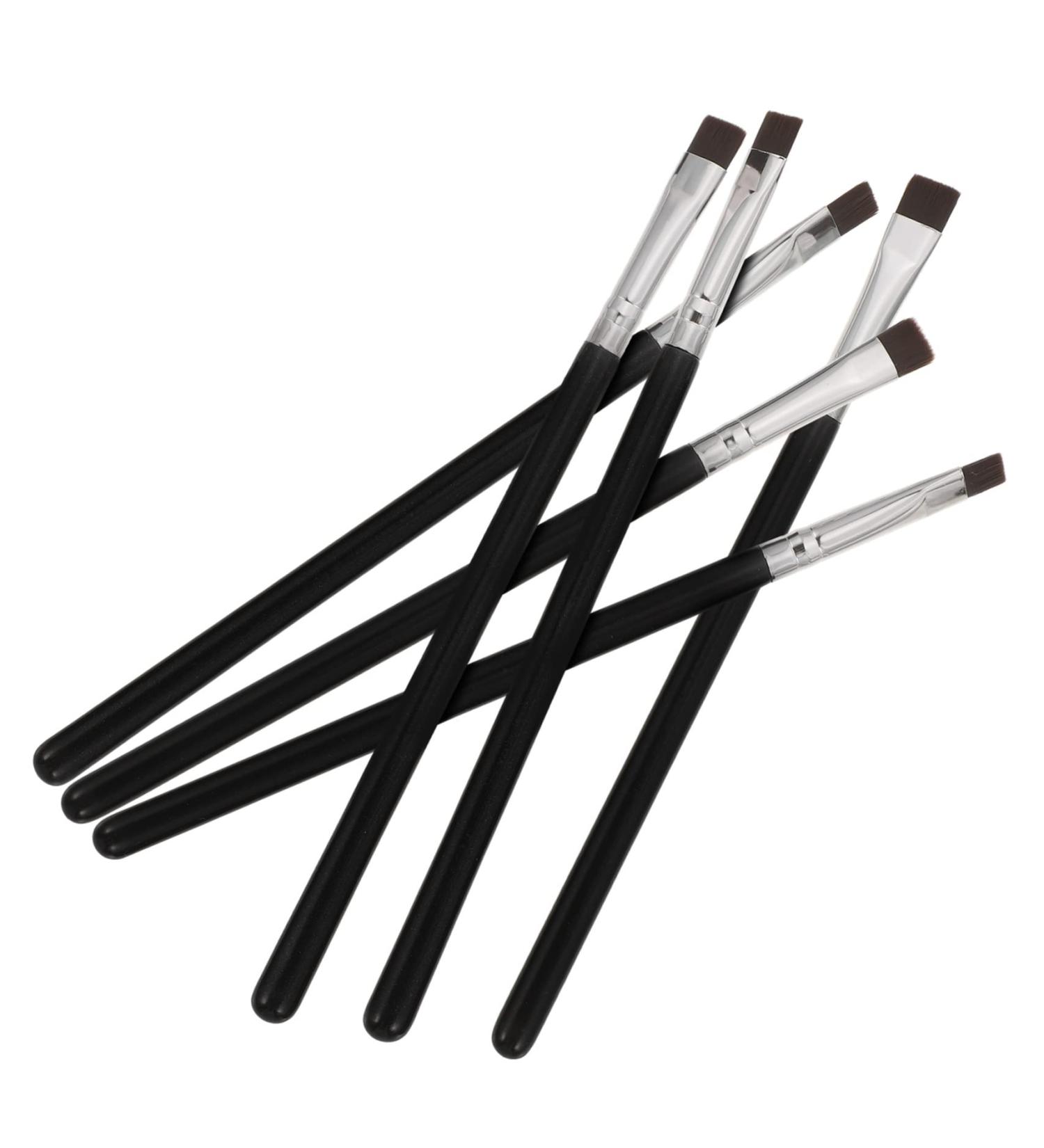 PLAFOPE 6pcs Flat Eyebrow Brush Eyeliner Brush Slanted Eyeliner Makeup Tool Eye Lash Brush Wooden Handle - Buy Online on GoSupps.com