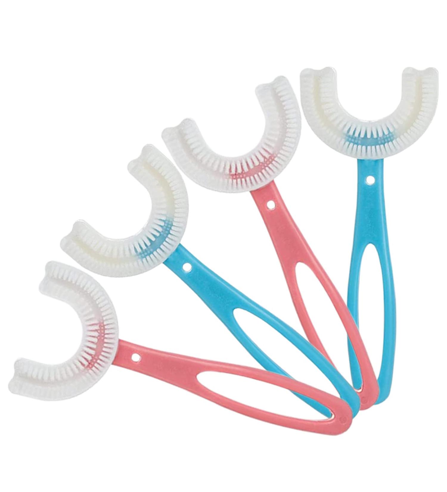 Lanxin U-Form Children's 360 Toothbrush - Full Mouth Cleaning & Oral Massage for Kids Aged 2-6 | 4-Pack Healthy Smile - Buy Online on GoSupps.com