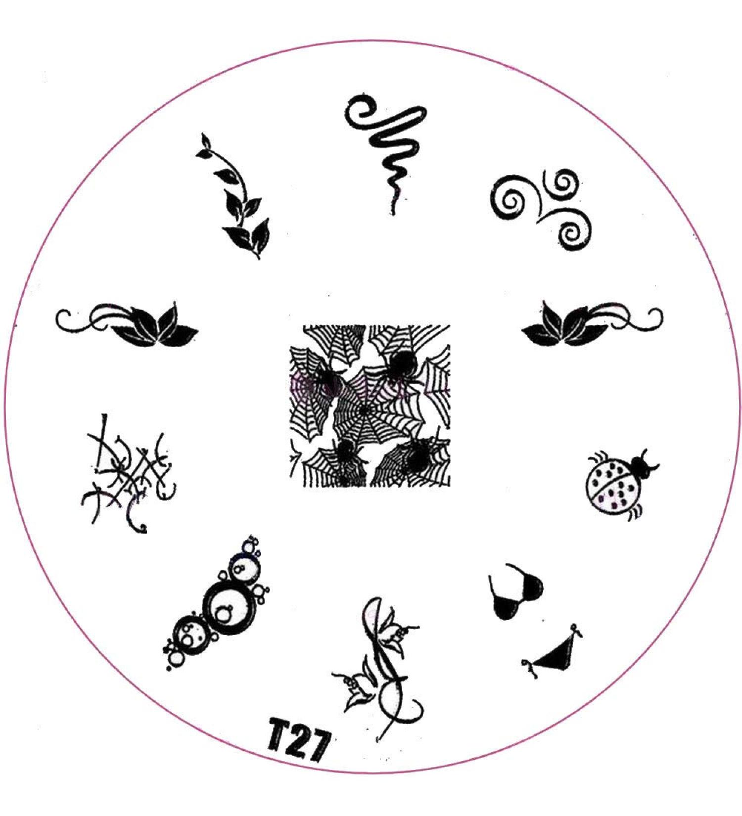 ++SPECIAL ITEM++ Stamping stencil T-Series: T27 Spider Web Ladybug Half Flower Bikini Halloween